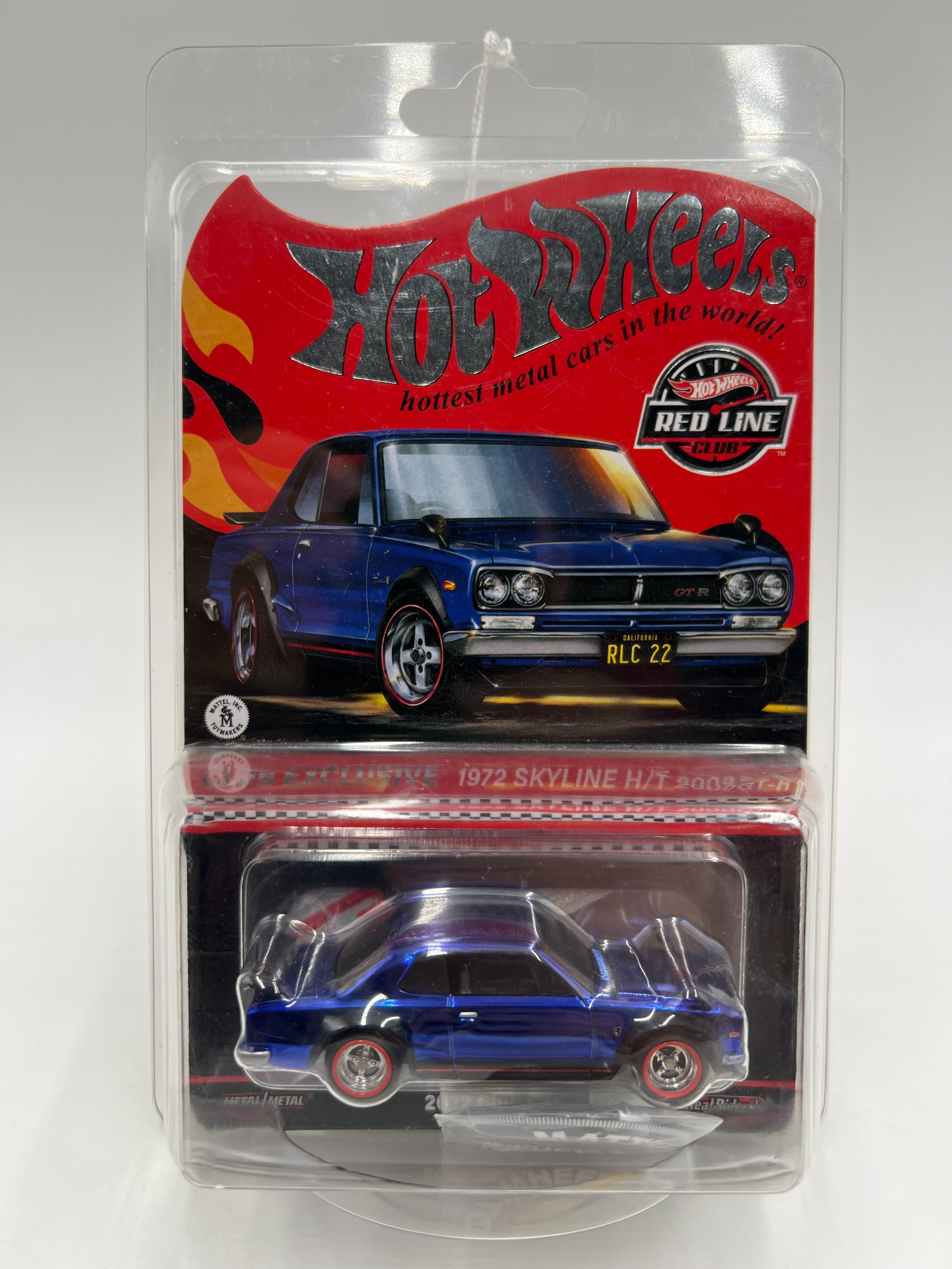 2022 Hot Wheels RLC Club Exclusive 1972 Nissan Skyline H/T 2000GT-R Blue W/Protector and Patch/Button - Image 9