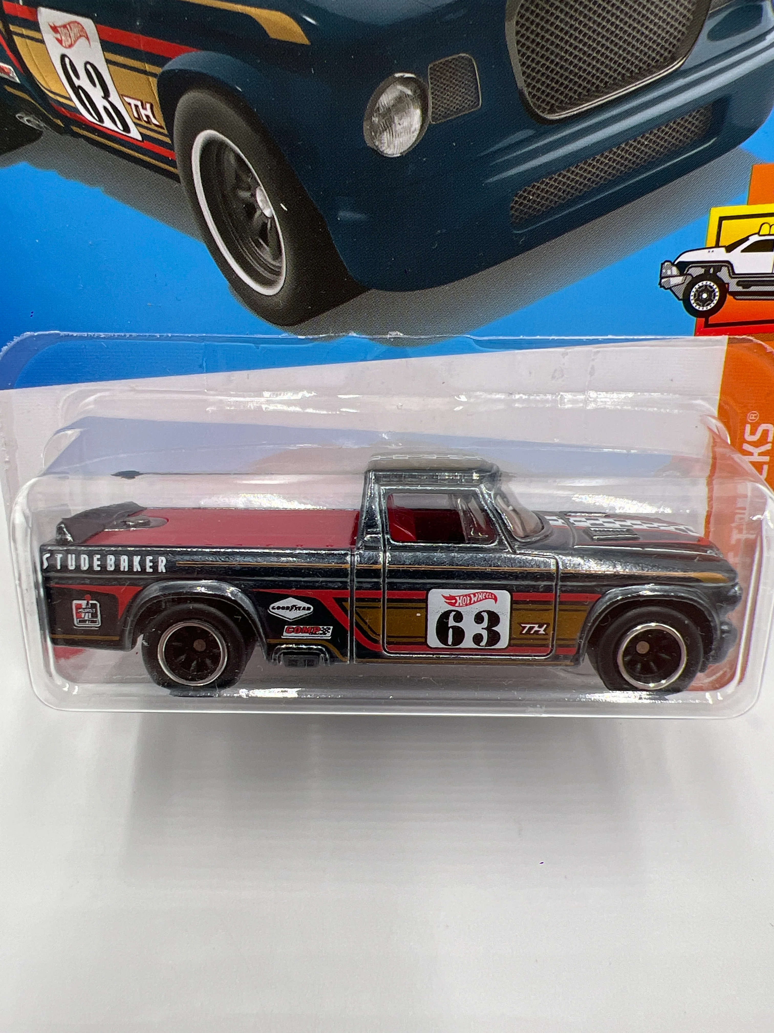 2022 Hot Wheels Super Treasure Hunt #93 63 Studebaker Champ Black W/Protector - Image 2