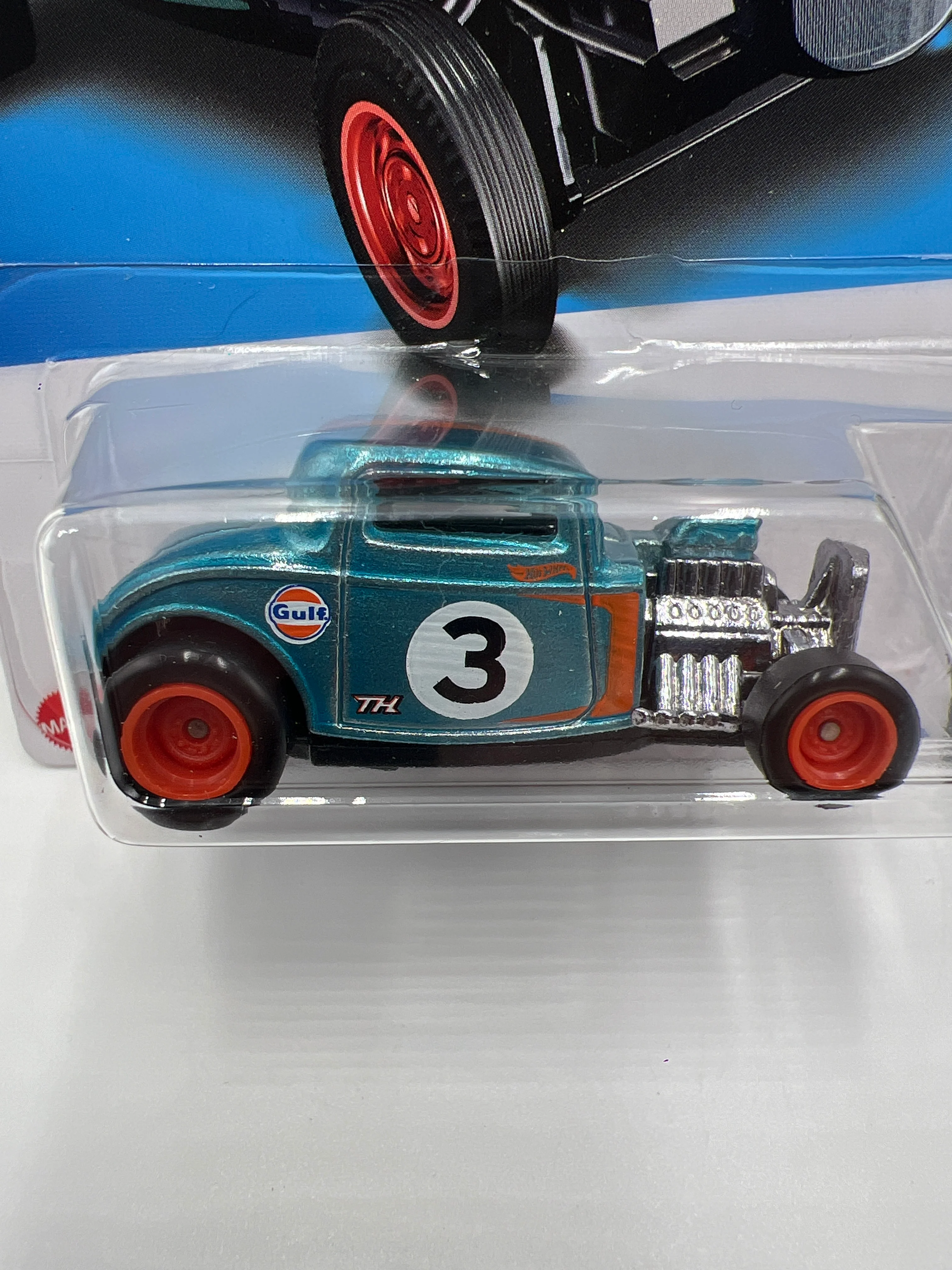 2022 Hot Wheels Super Treasure Hunt #237 32 Ford Gulf Blue W/Protector - Image 3