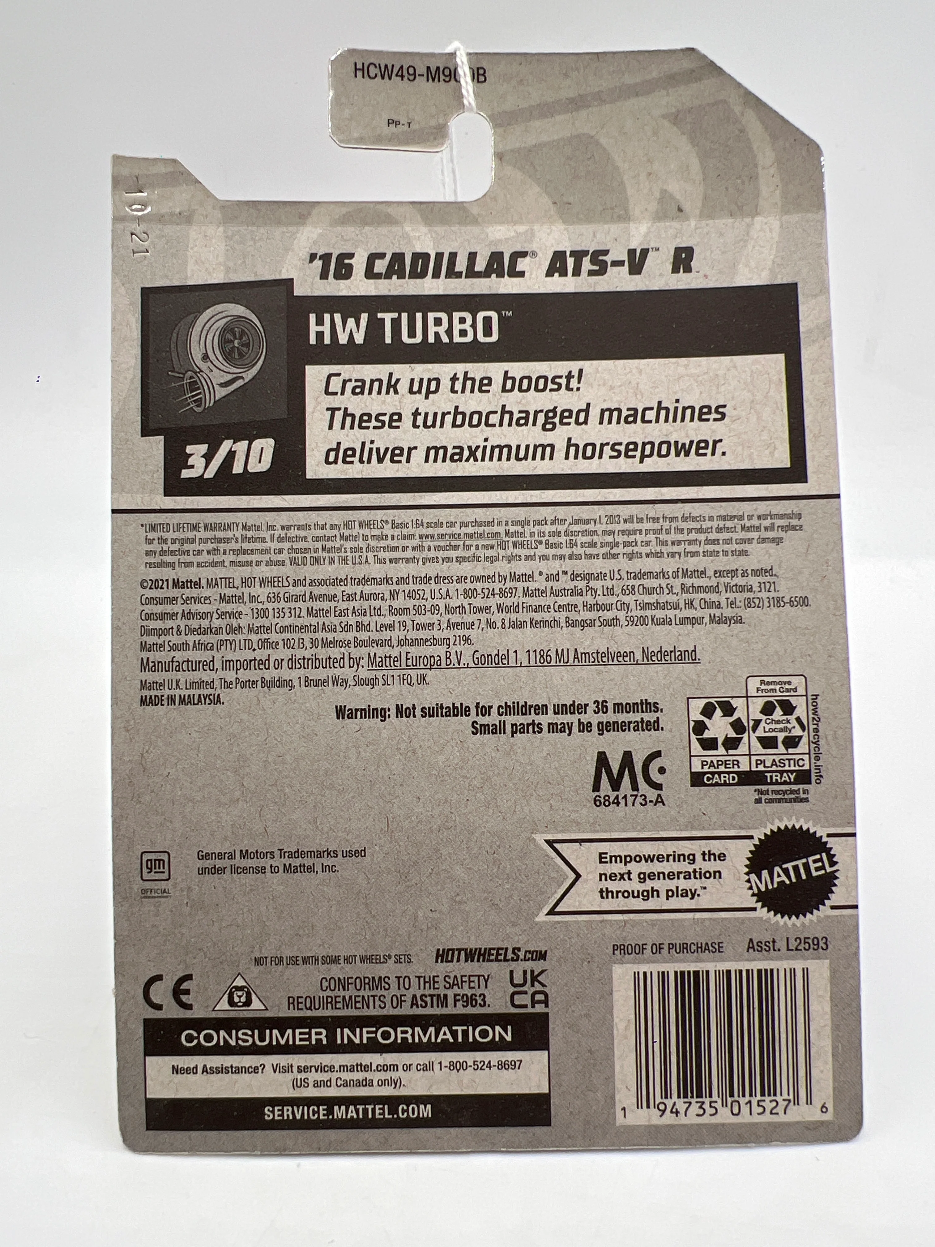 2022 Hot Wheels Turbo #38 16 Cadillac ATS-V R Red 59B - Image 6