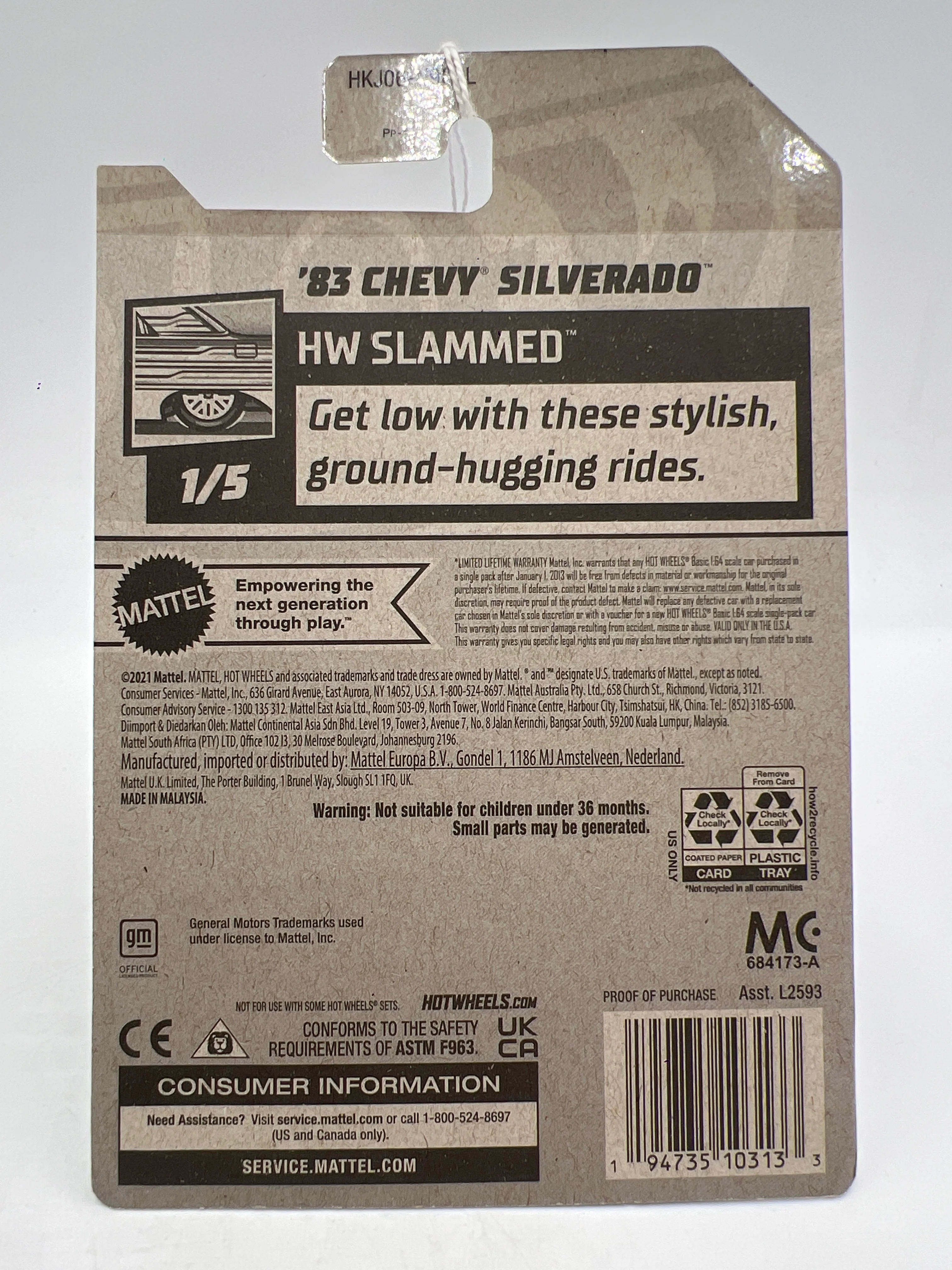 2023 Hot Wheels HW Slammed #191 83 Chevy Silverado Black 16A - Image 2