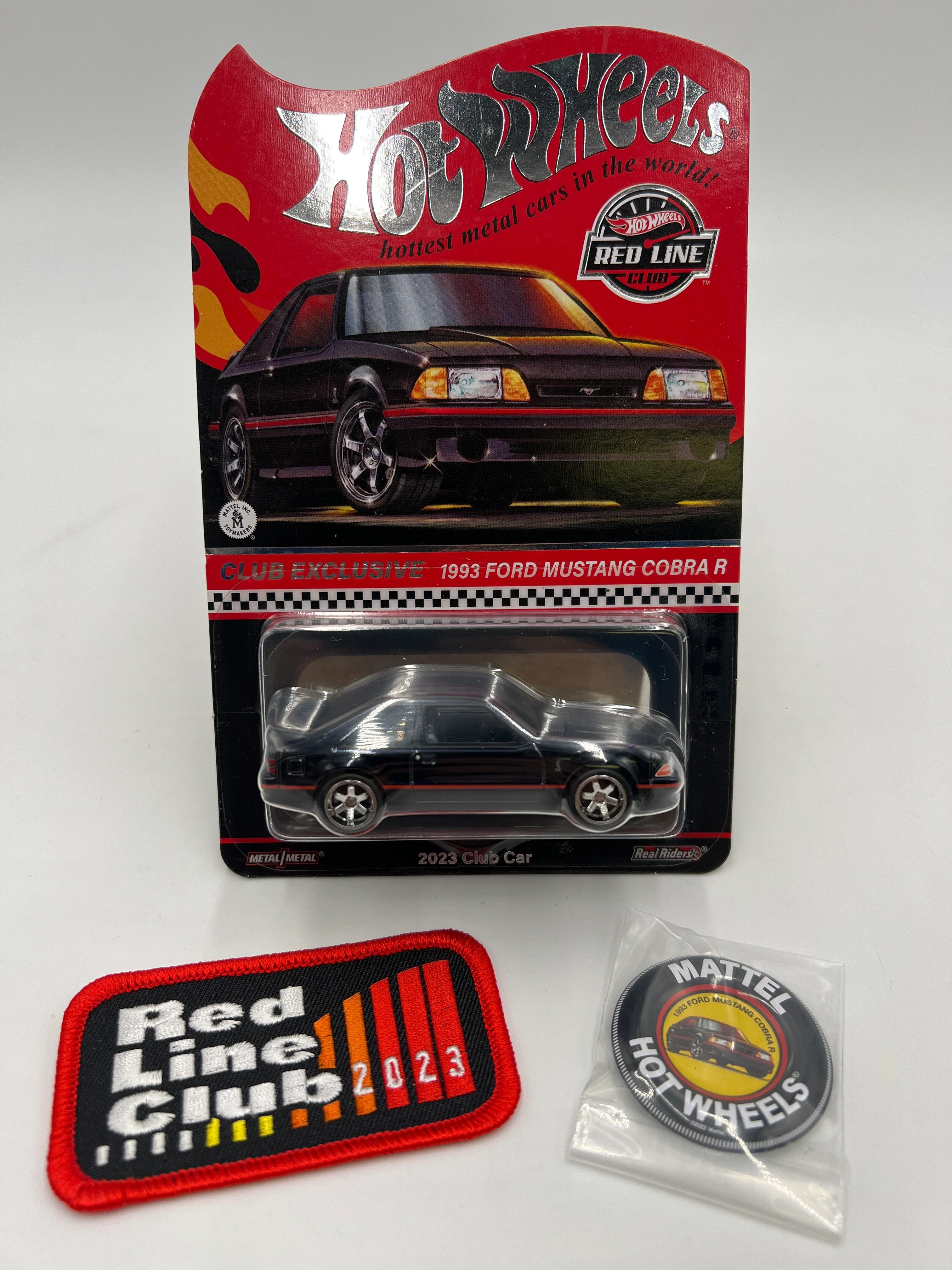 2023 Hot Wheels 1993 Ford Mustang Cobra R Club Car W/Patch and Pin - Image 2