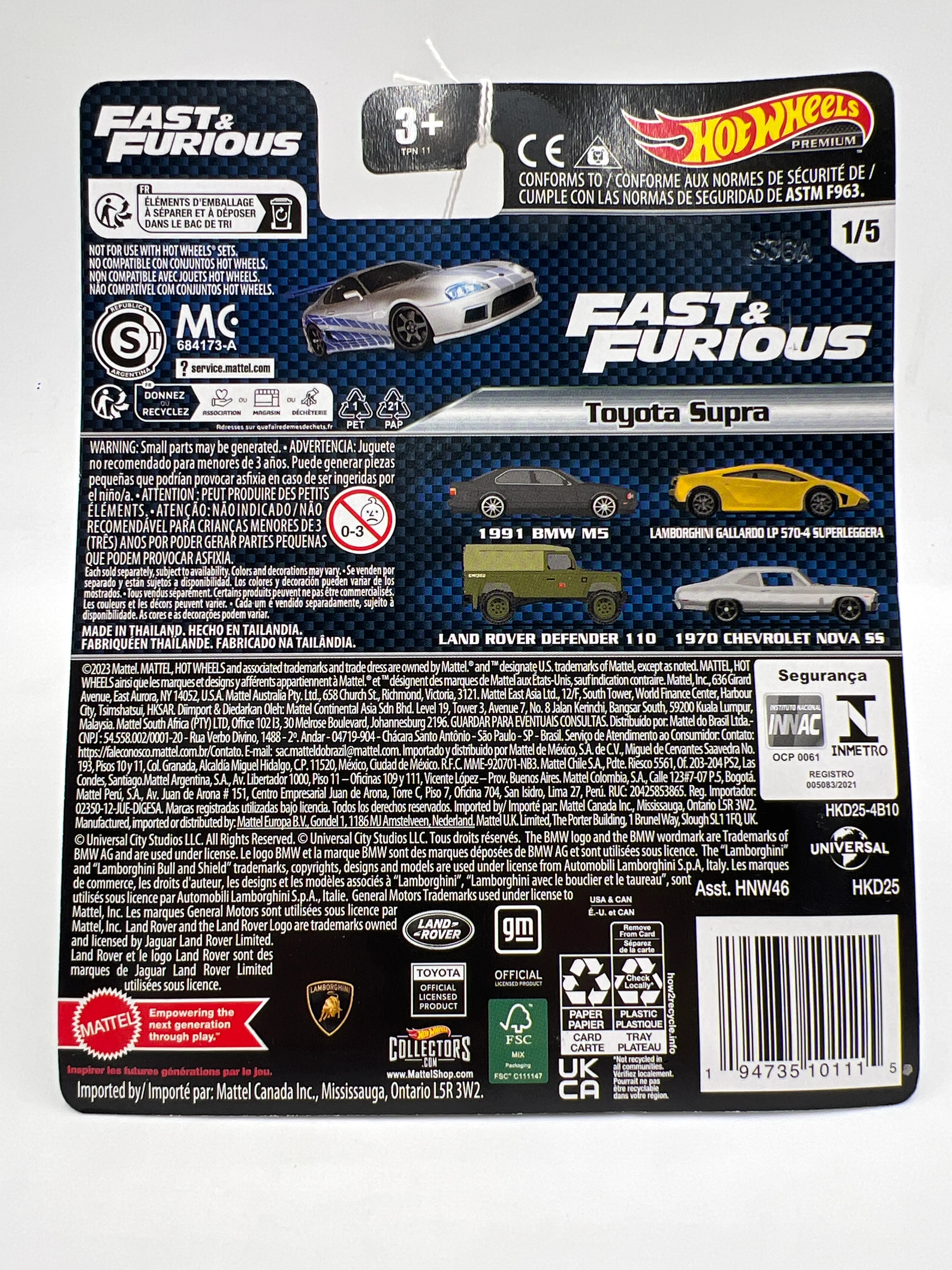 Hot Wheels Premium Fast & Furious #1 Toyota Supra Silver/Blue - Image 6