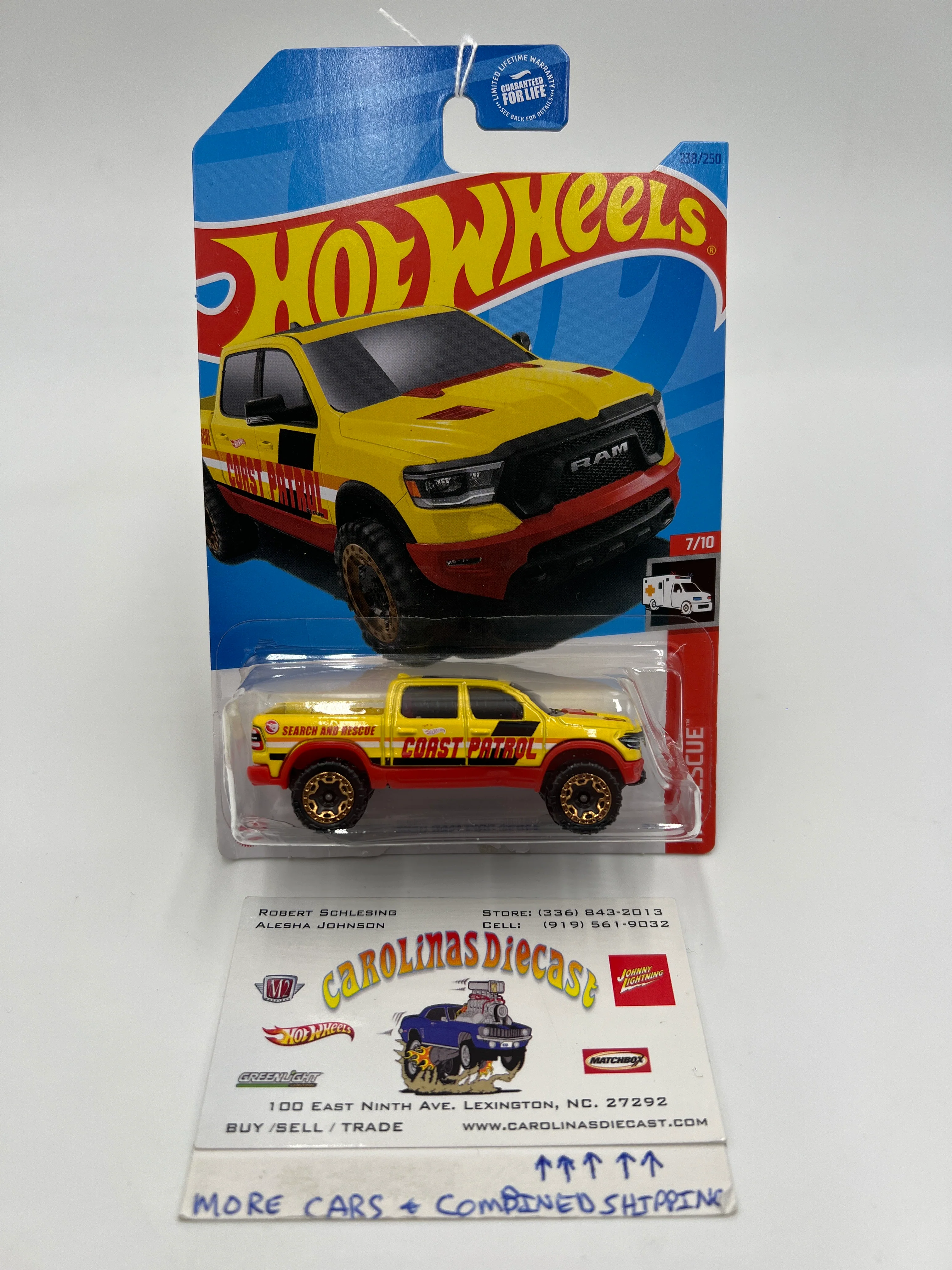 2023 Hot Wheels Rescue Treasure Hunt #238 2020 Ram 1500 Rebel Yellow Bad Card 274C