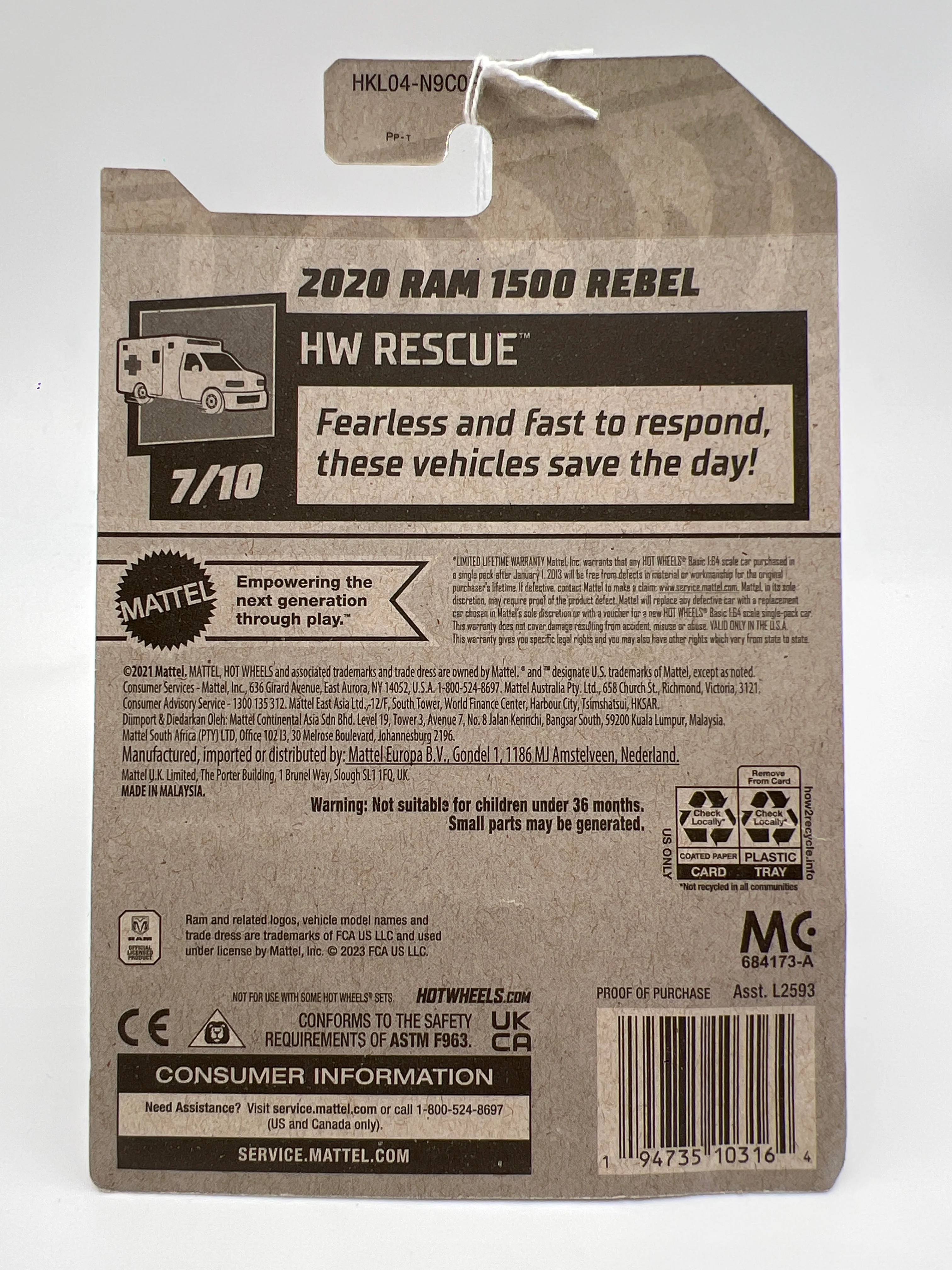 2023 Hot Wheels Rescue Treasure Hunt #238 2020 Ram 1500 Rebel Yellow Bad Card 274C - Image 8