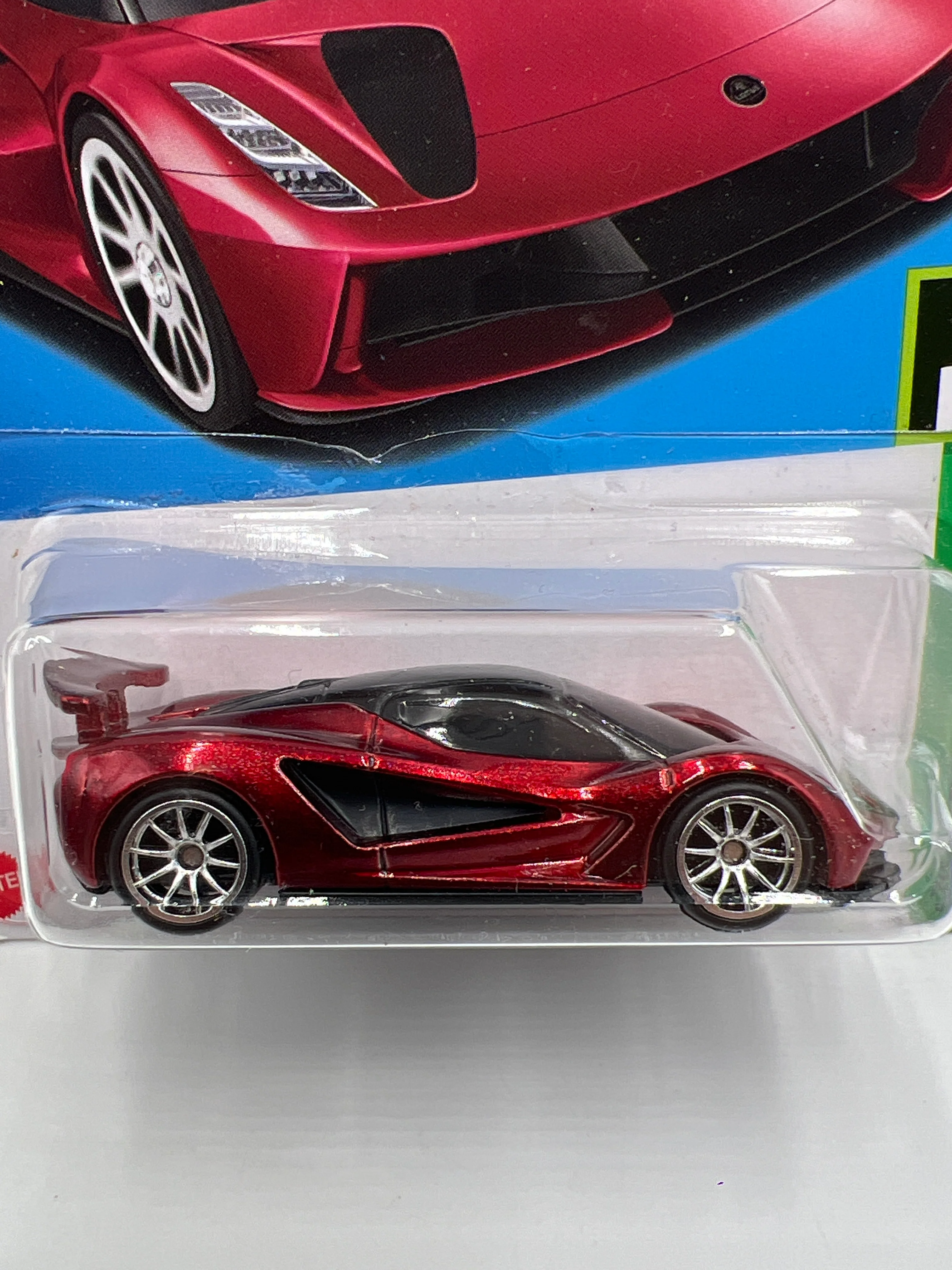 2023 Hot Wheels Super Treasure Hunt #84 Lotus Evija Red W/Protector Intl Card - Image 2