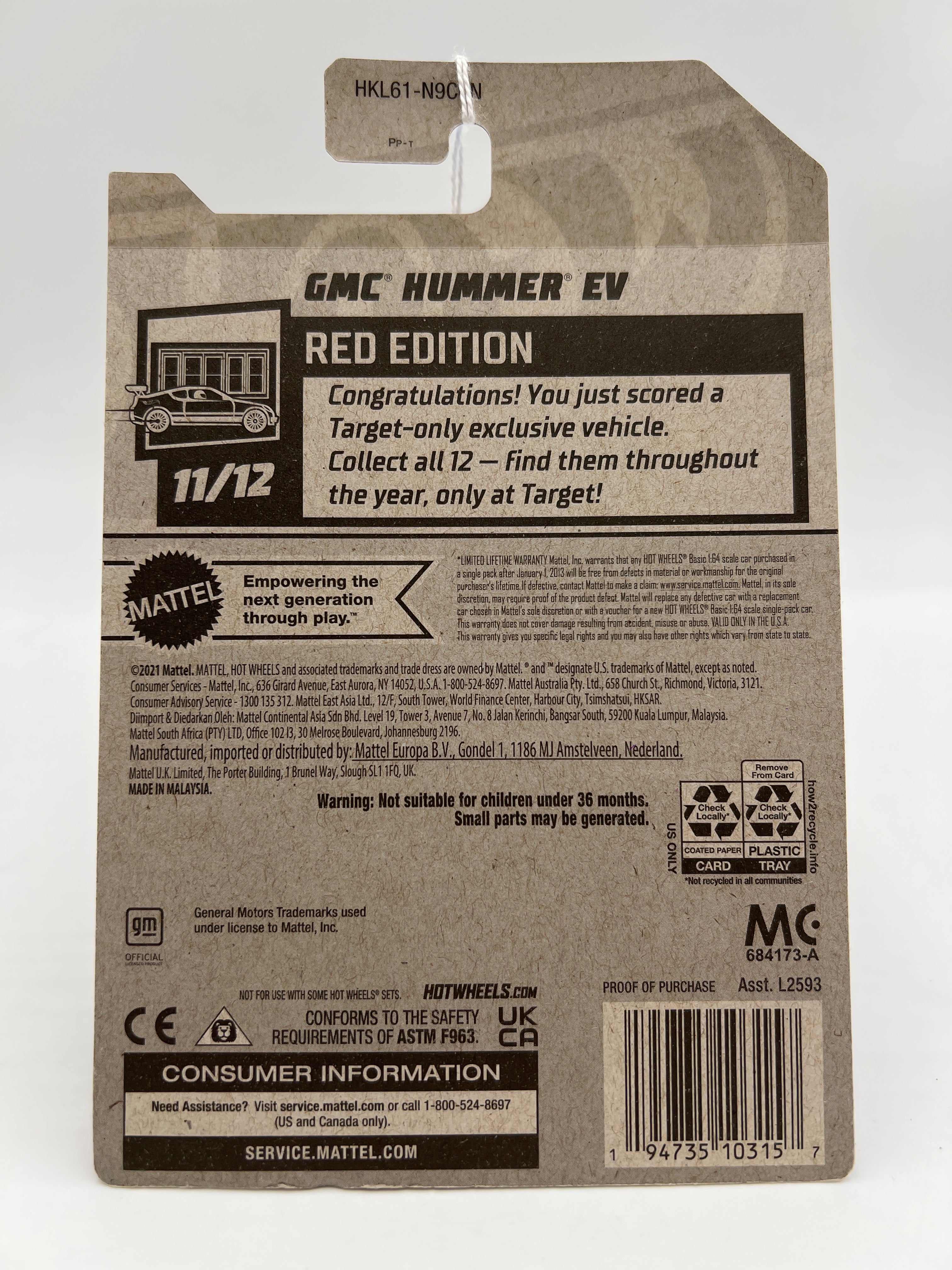 2023 Hot Wheels Target Exclusive Red Edition #116 GMC Hummer EV Red - Image 6