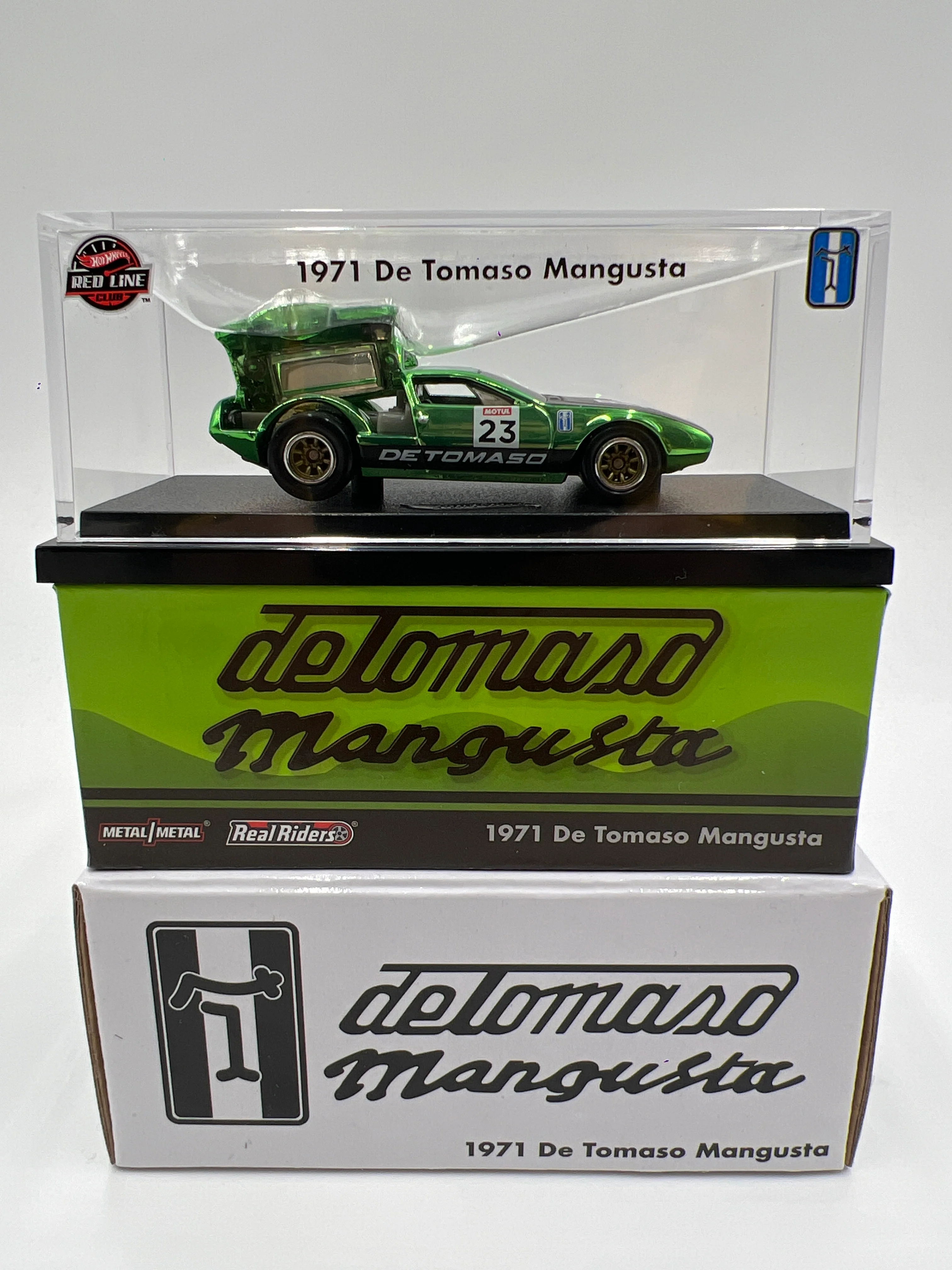 2023 Hot Wheels RLC 1971 De Tomaso Mangusta Green - Image 2