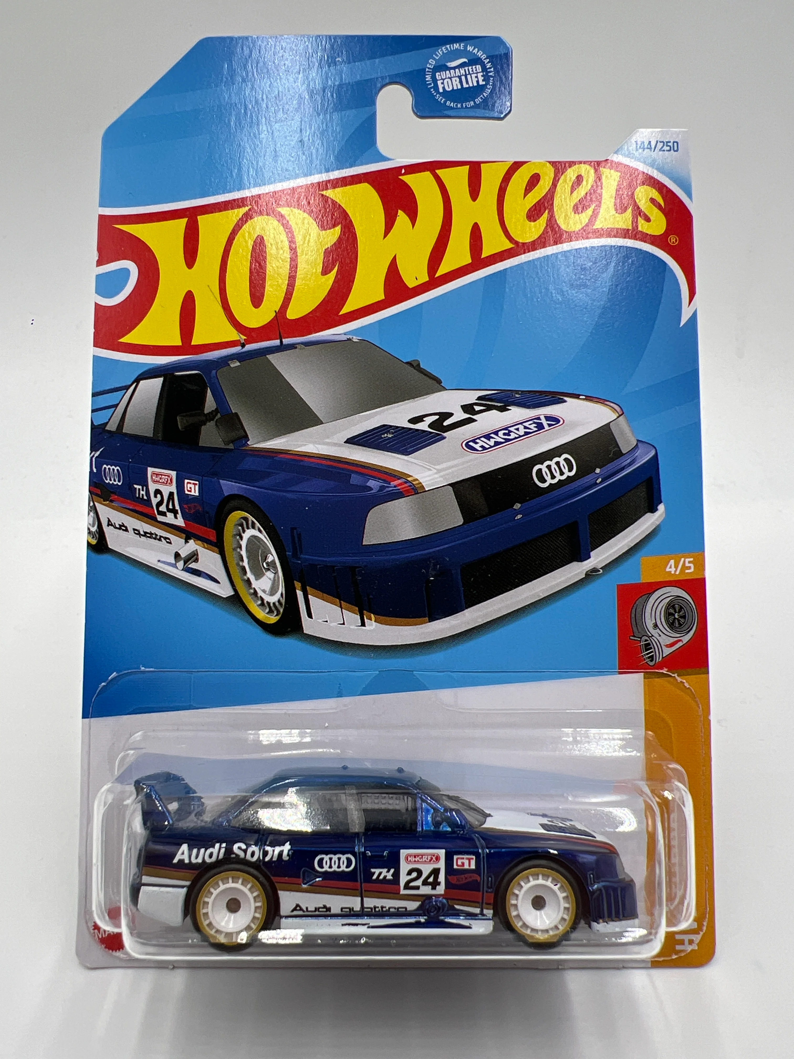2024 Hot Wheels #144 Super Treasure Hunt Audi 90 Quattro Blue W/Protector - Image 2