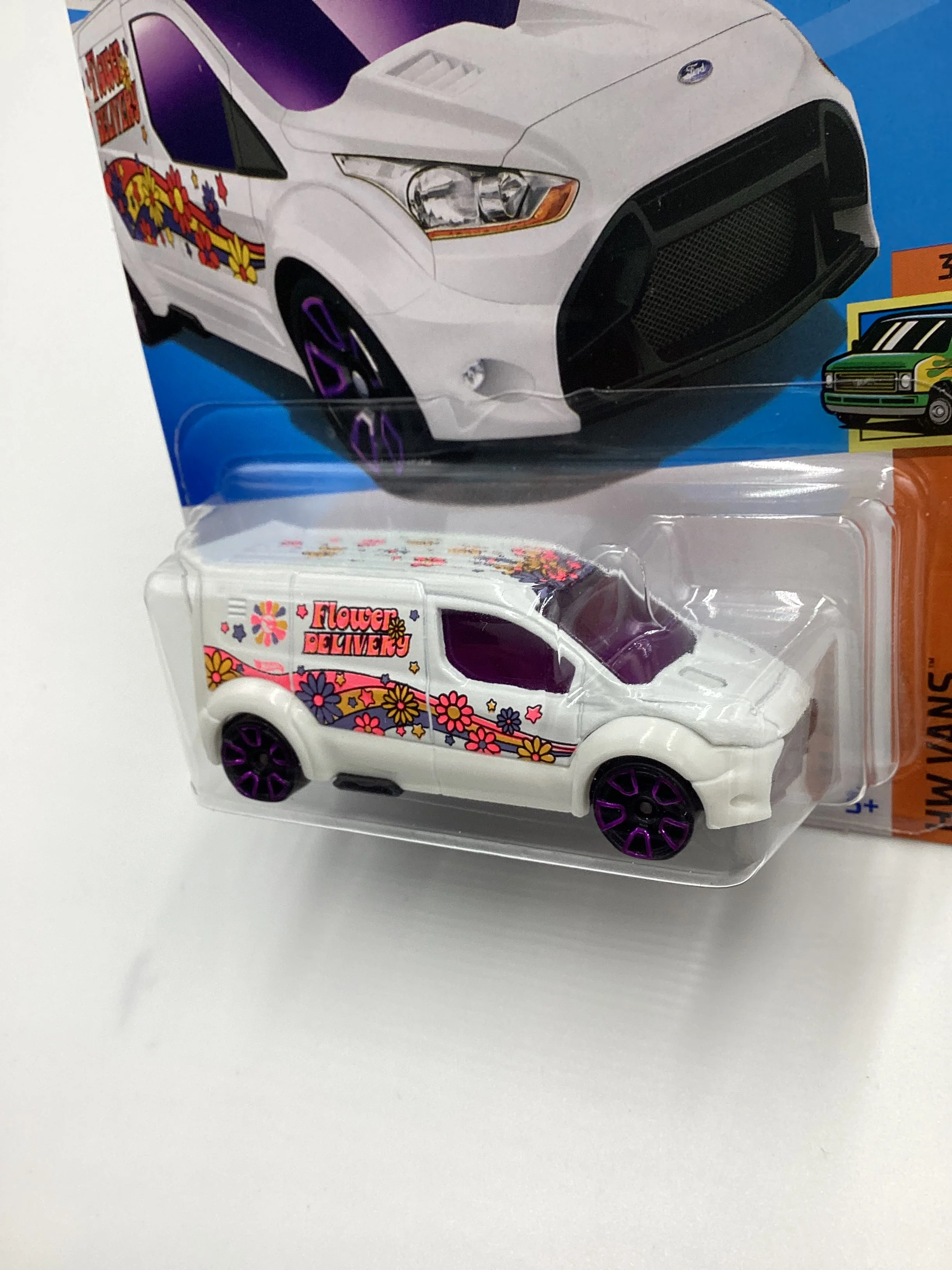 2024 Hot Wheels #216 Treasure Hunt Hot Wheels Ford Transit Connect White 274A - Image 3