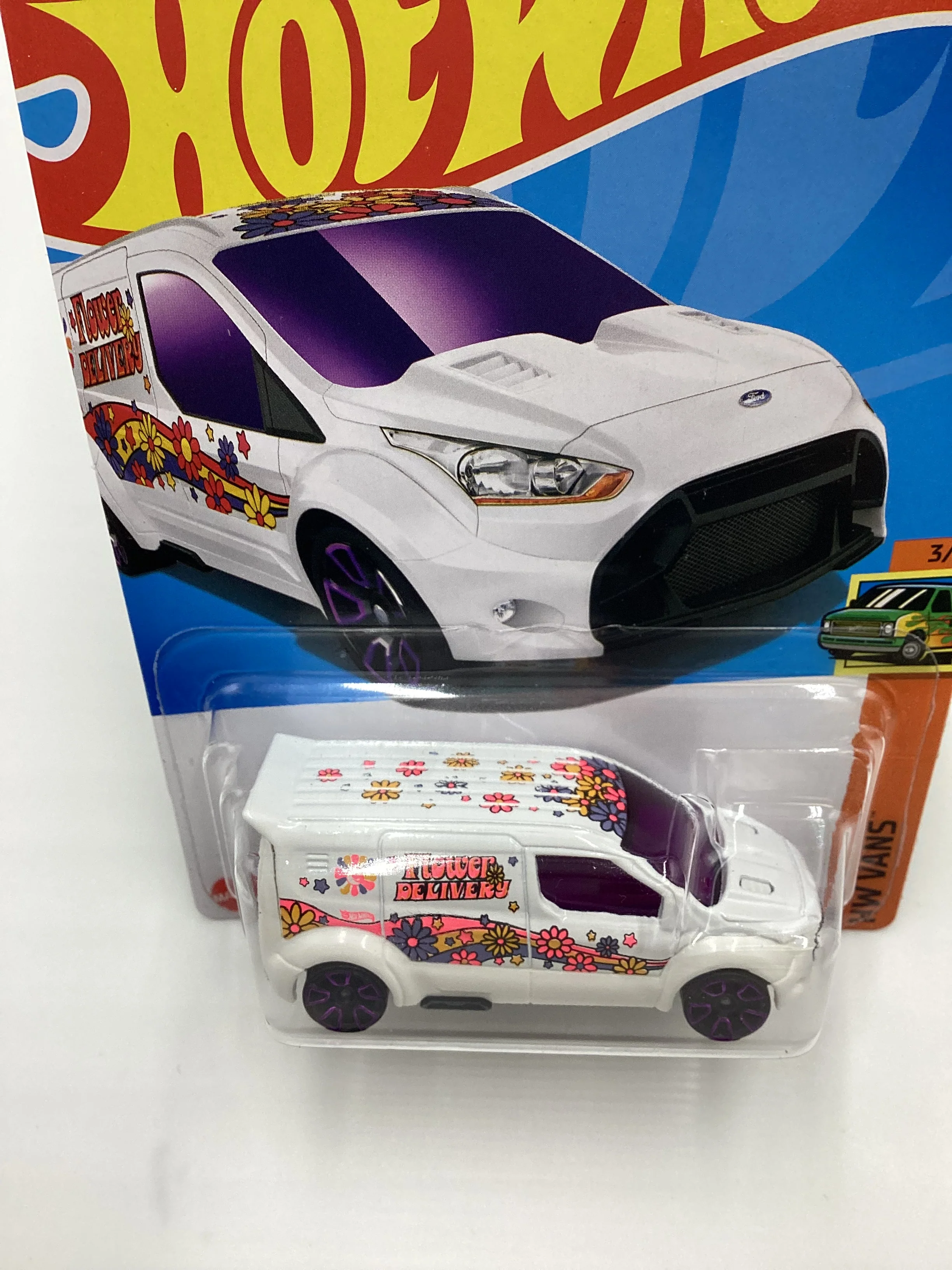 2024 Hot Wheels #216 Treasure Hunt Hot Wheels Ford Transit Connect White 274A - Image 5
