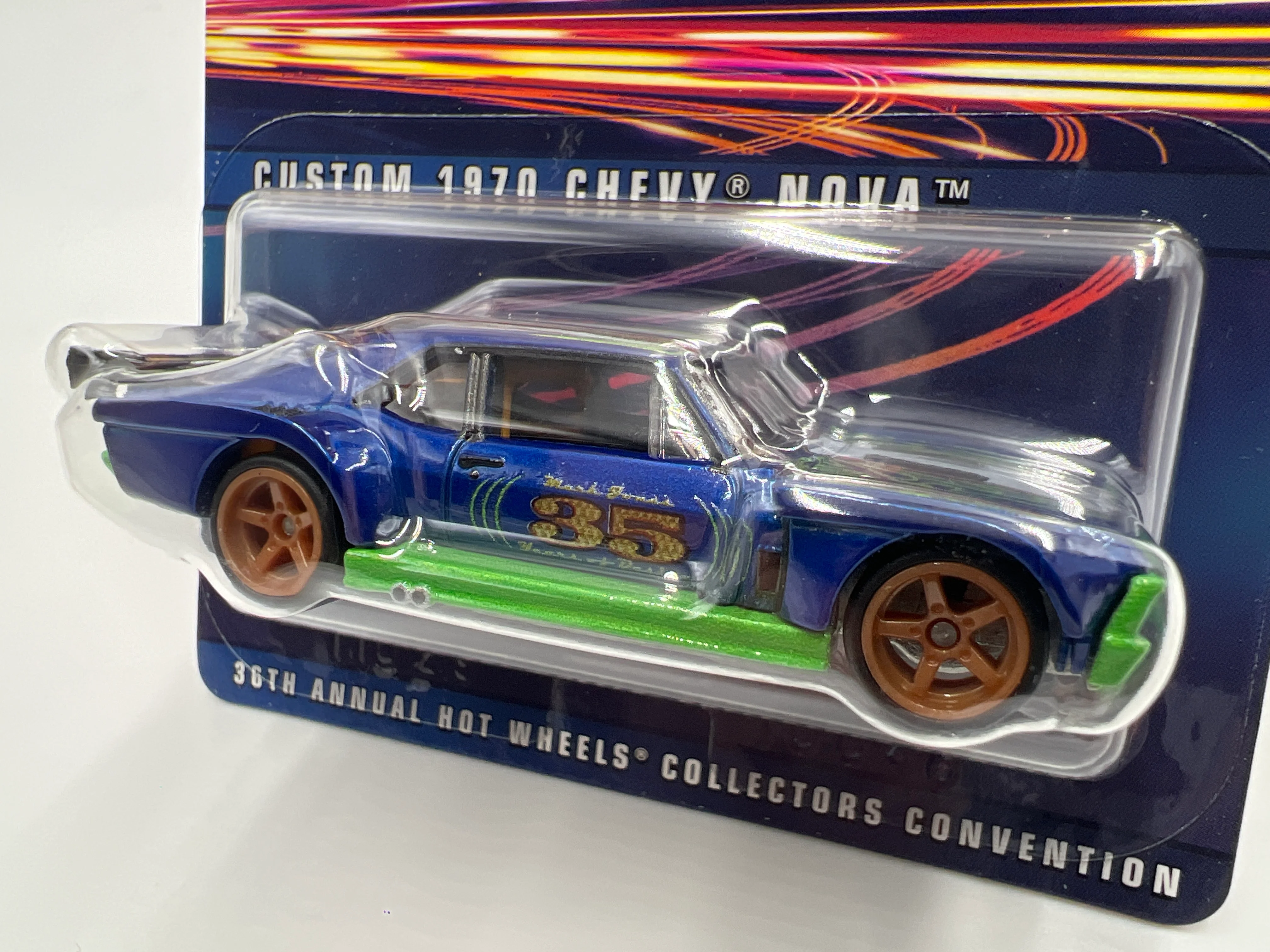 2022 Hot Wheels 36th Annual Collectors Convention LA Dinner Car #2456/4000 Custom 1970 Chevy Nova W/Protector - Image 2