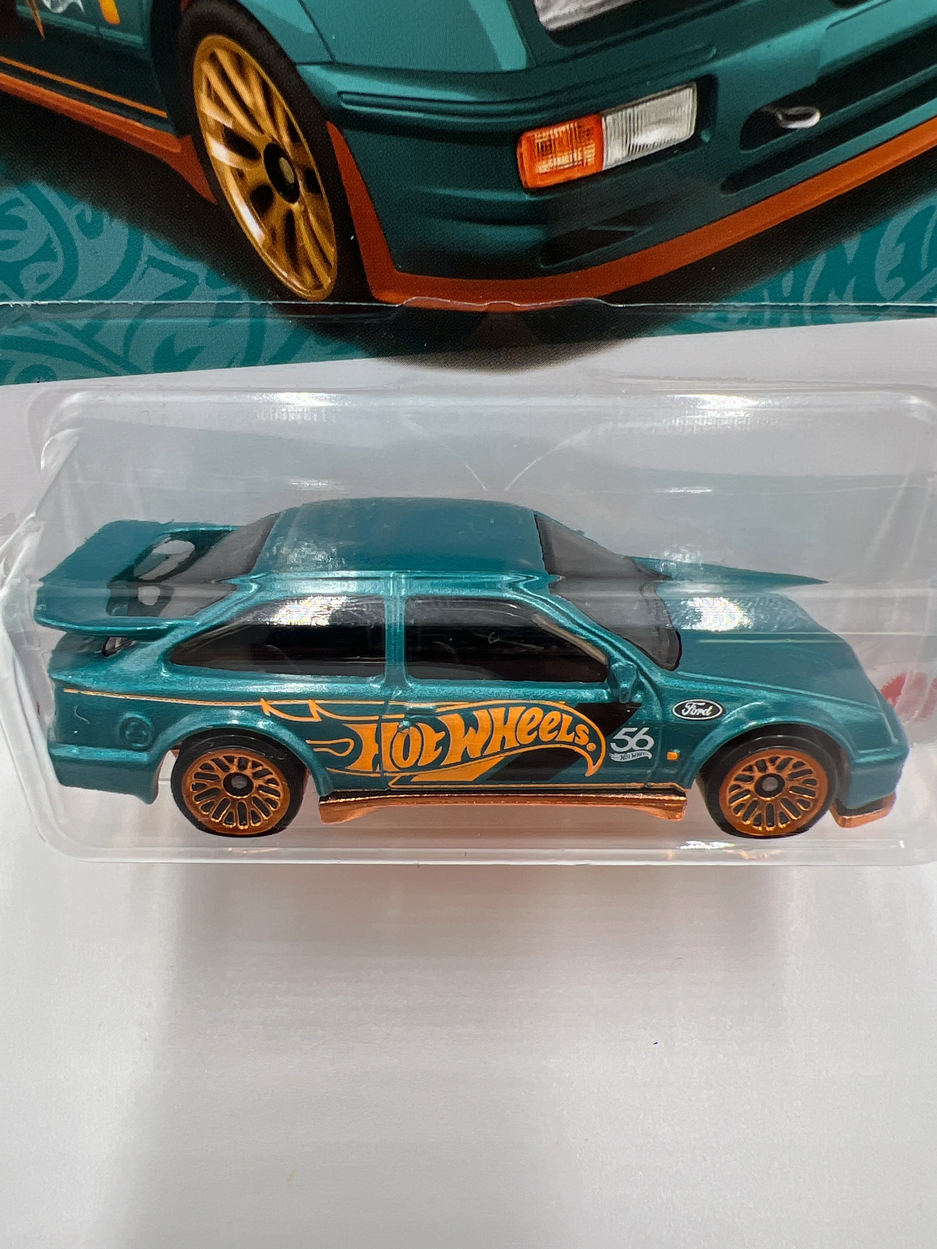 2024 Hot Wheels 56th Anniversary Pearl and Chrome #1 87 Ford Sierra Cosworth 155A - Image 3
