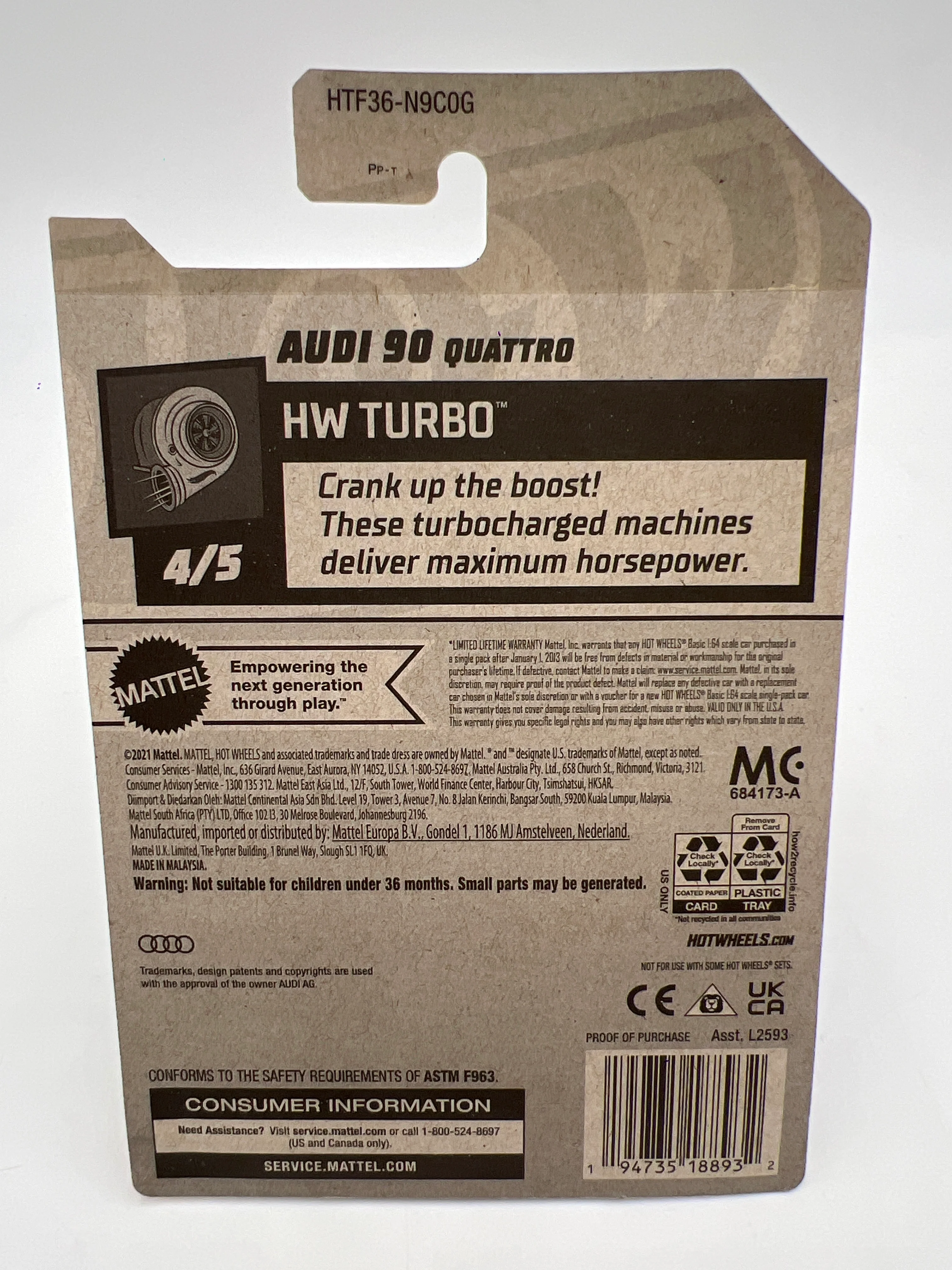 2024 Hot Wheels #144 Super Treasure Hunt Audi 90 Quattro Blue W/Protector - Image 6