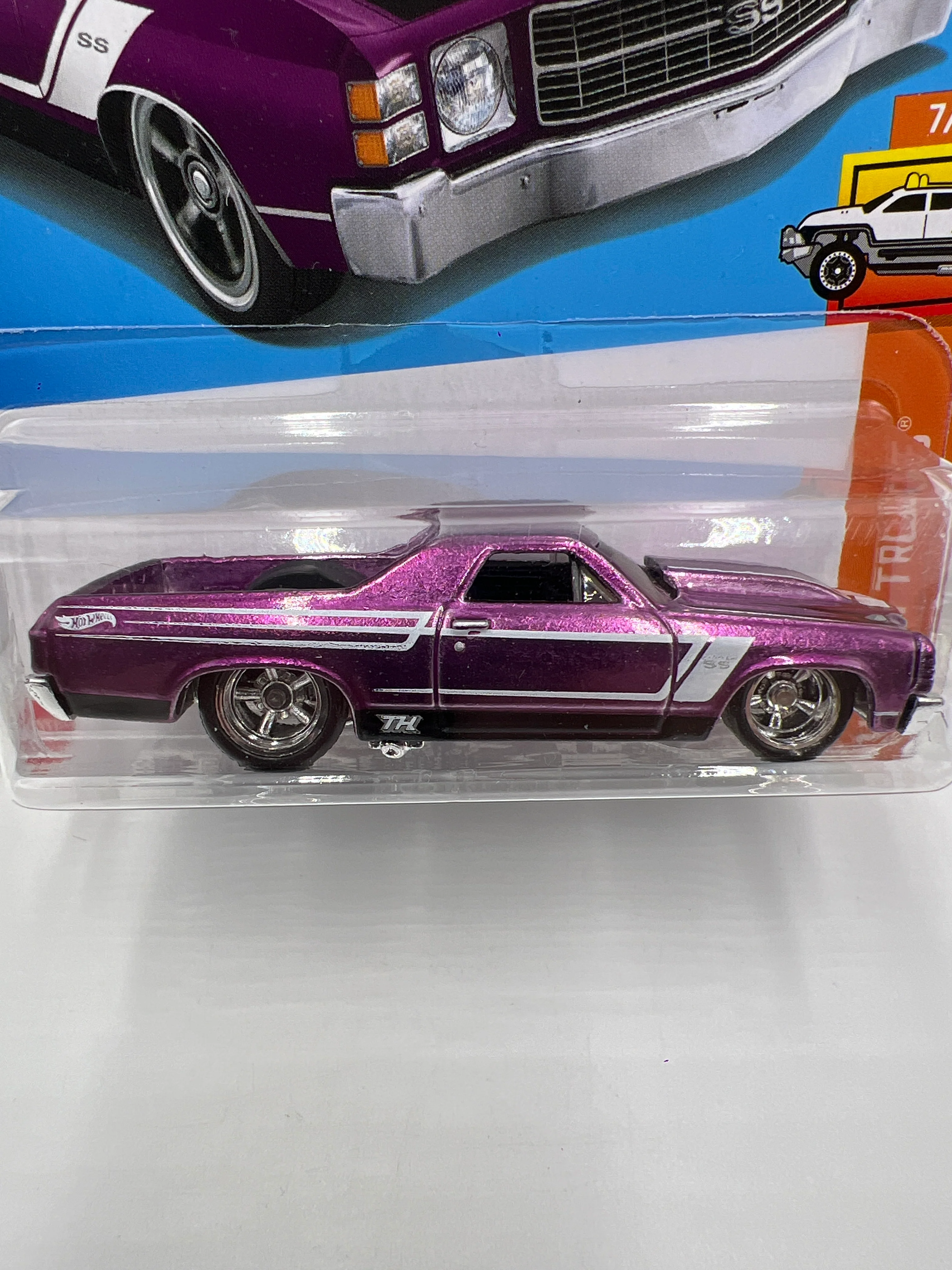 2024 Hot Wheels F Case Super Treasure Hunt #132 72 El Camino Purple W/Protector - Image 3