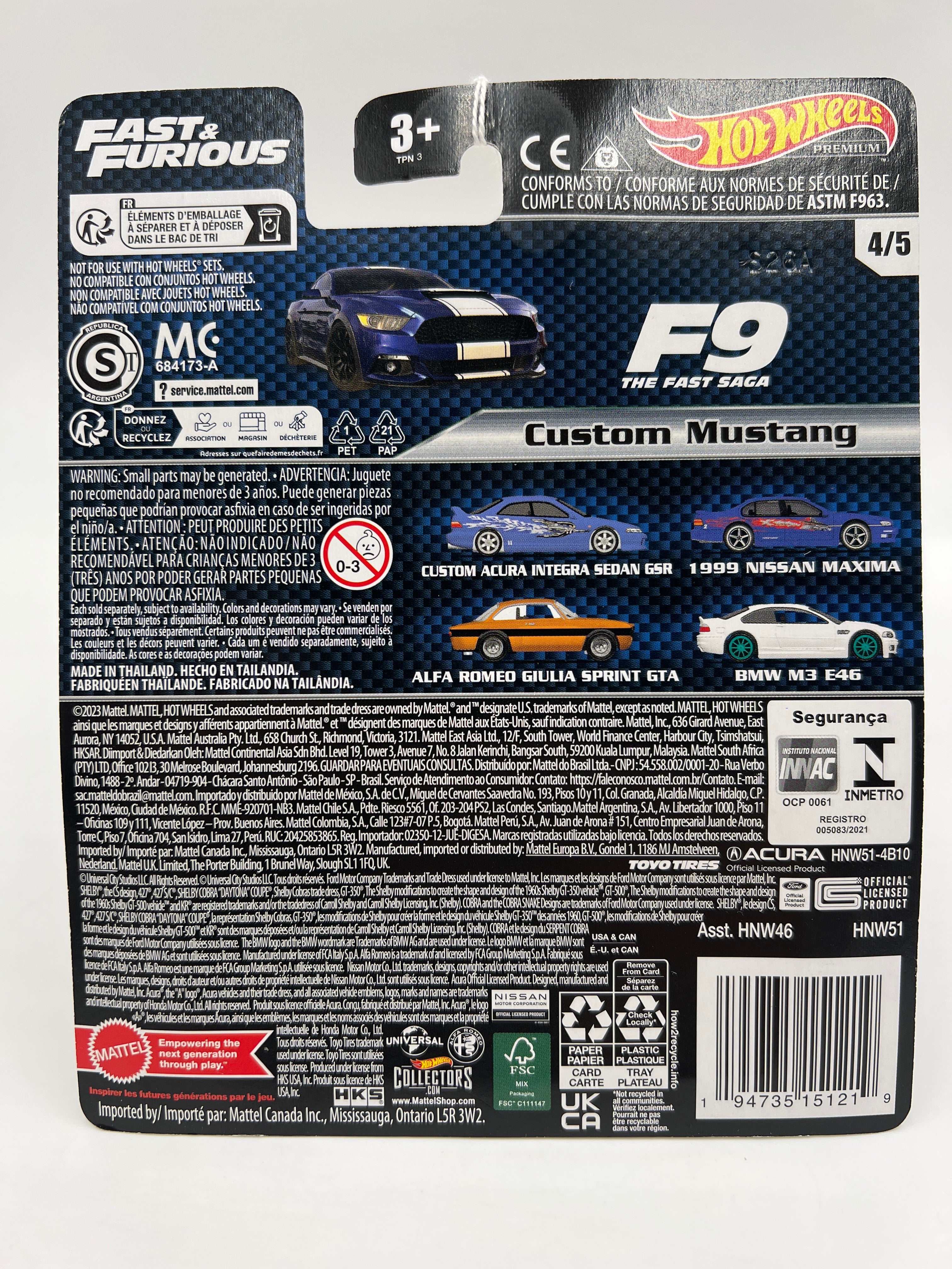 Hot Wheels Premium Fast & Furious #4 Custom Mustang Blue 244F - Image 6