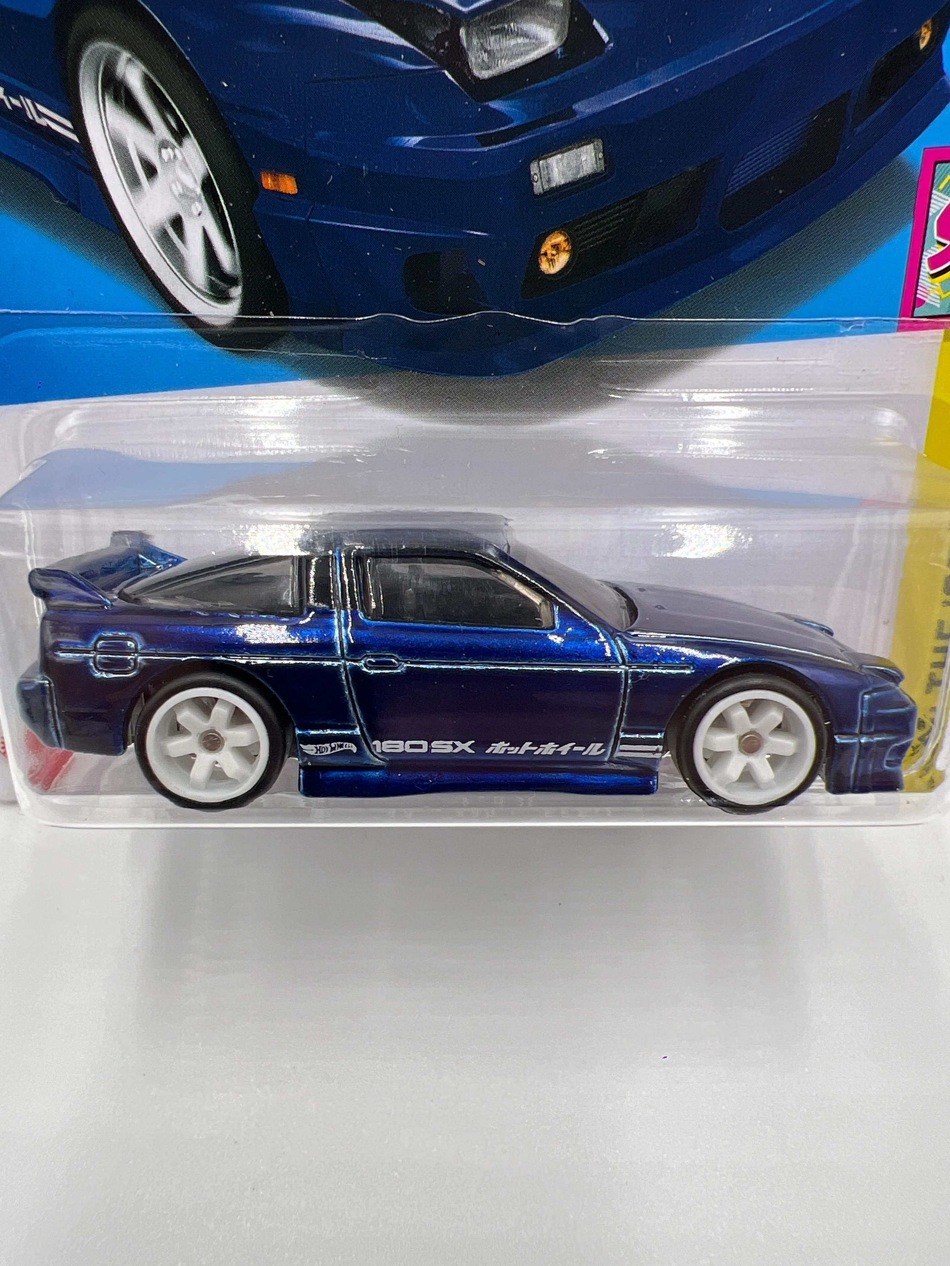 2024 Hot Wheels M Case Super Treasure Hunt #211 96 Nissan 180SX Type X Blue W/Protector - Image 3