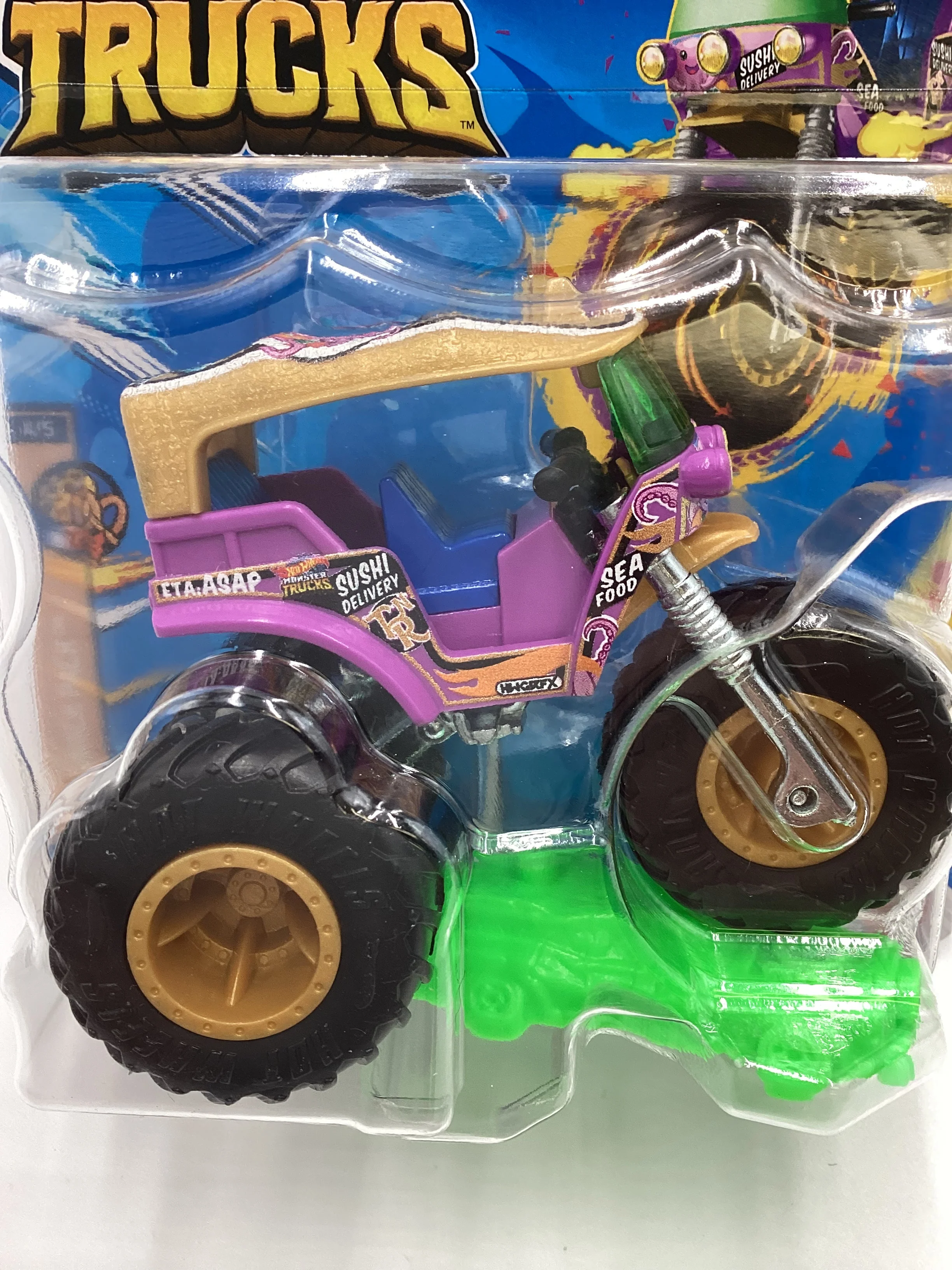 2024 Hot wheels Monster Trucks Snack Pack #4 Tuk N Roll Purple 130G - Image 3
