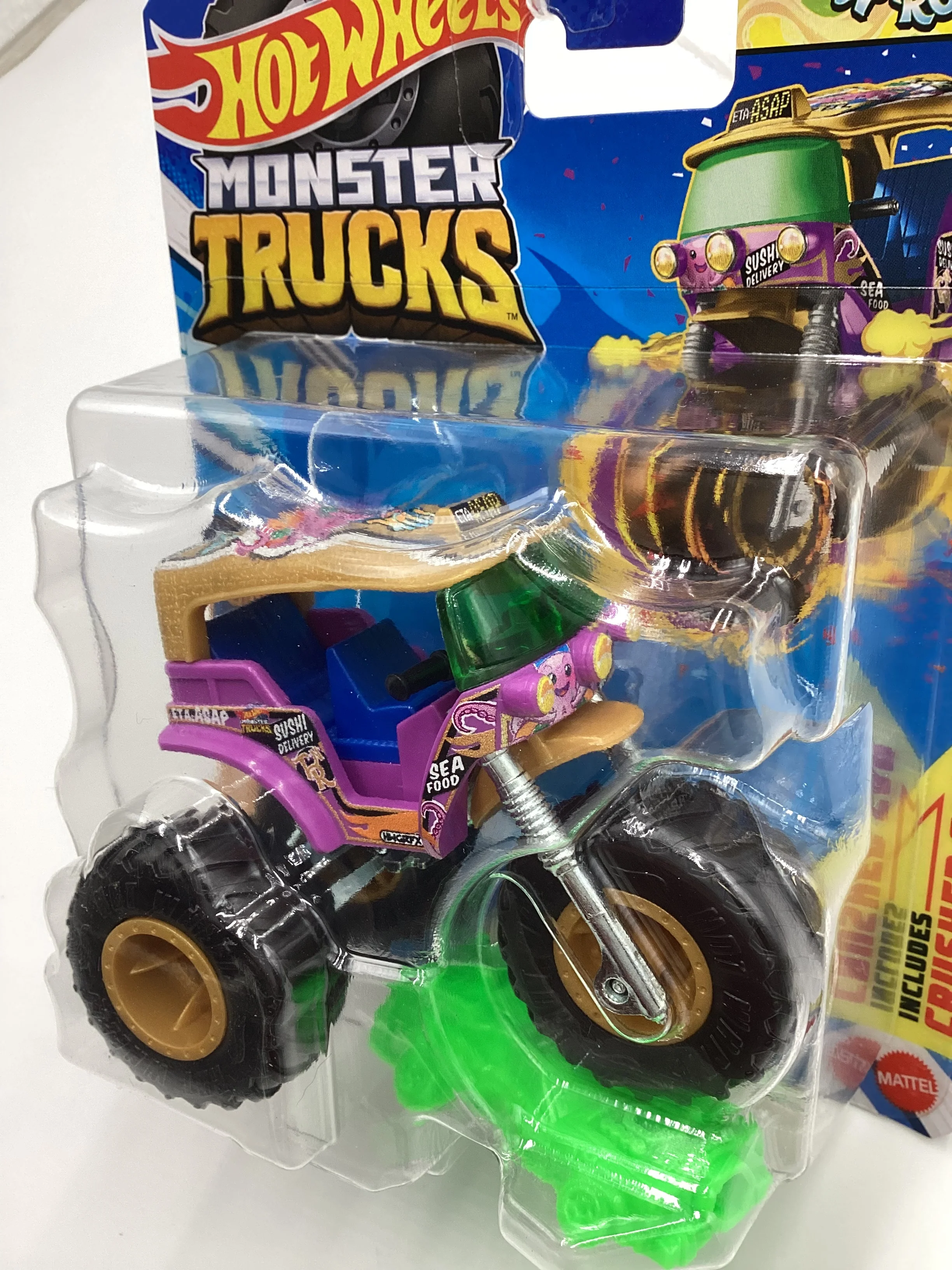 2024 Hot wheels Monster Trucks Snack Pack #4 Tuk N Roll Purple 130G - Image 4