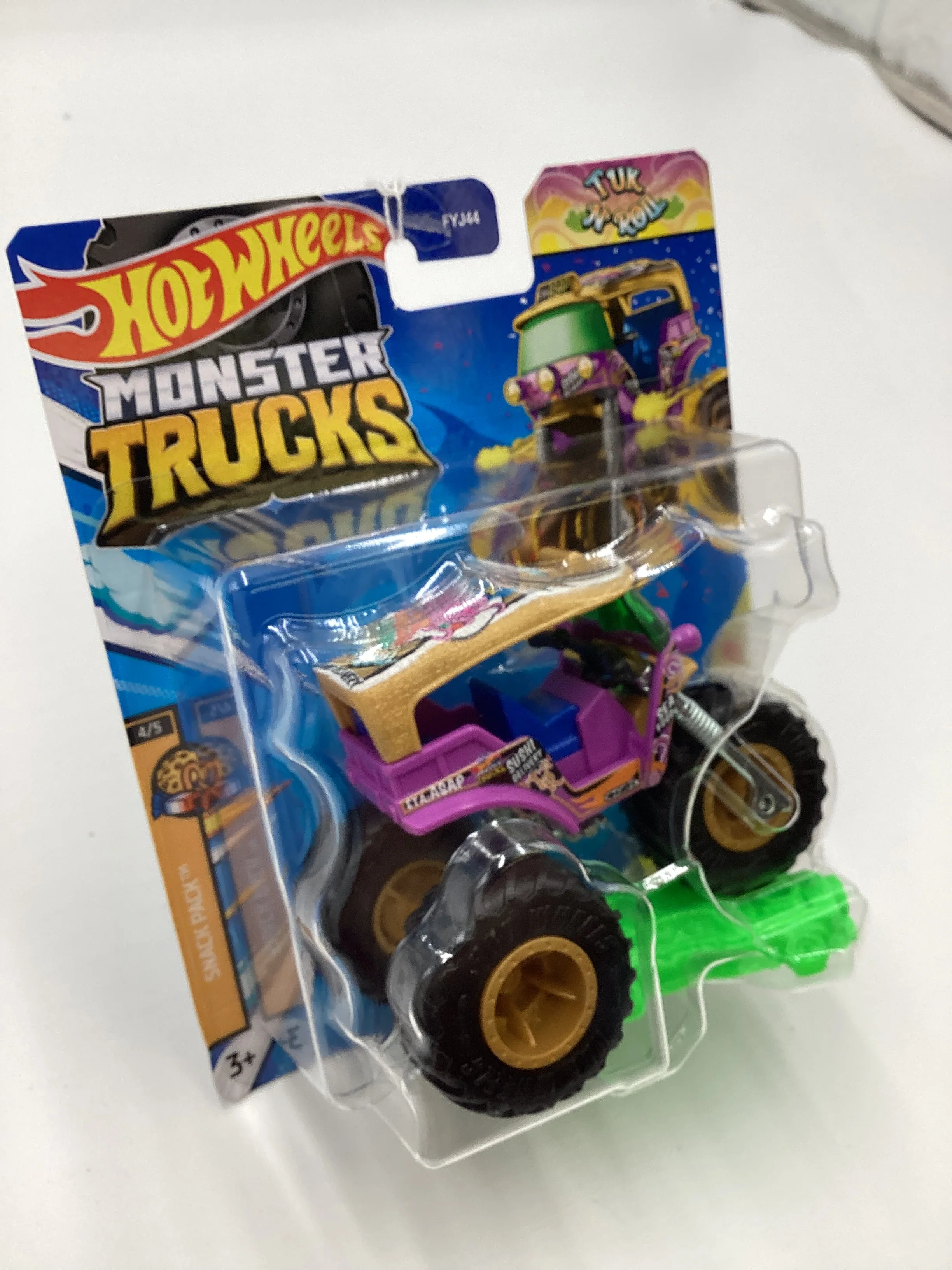 2024 Hot wheels Monster Trucks Snack Pack #4 Tuk N Roll Purple 130G - Image 5