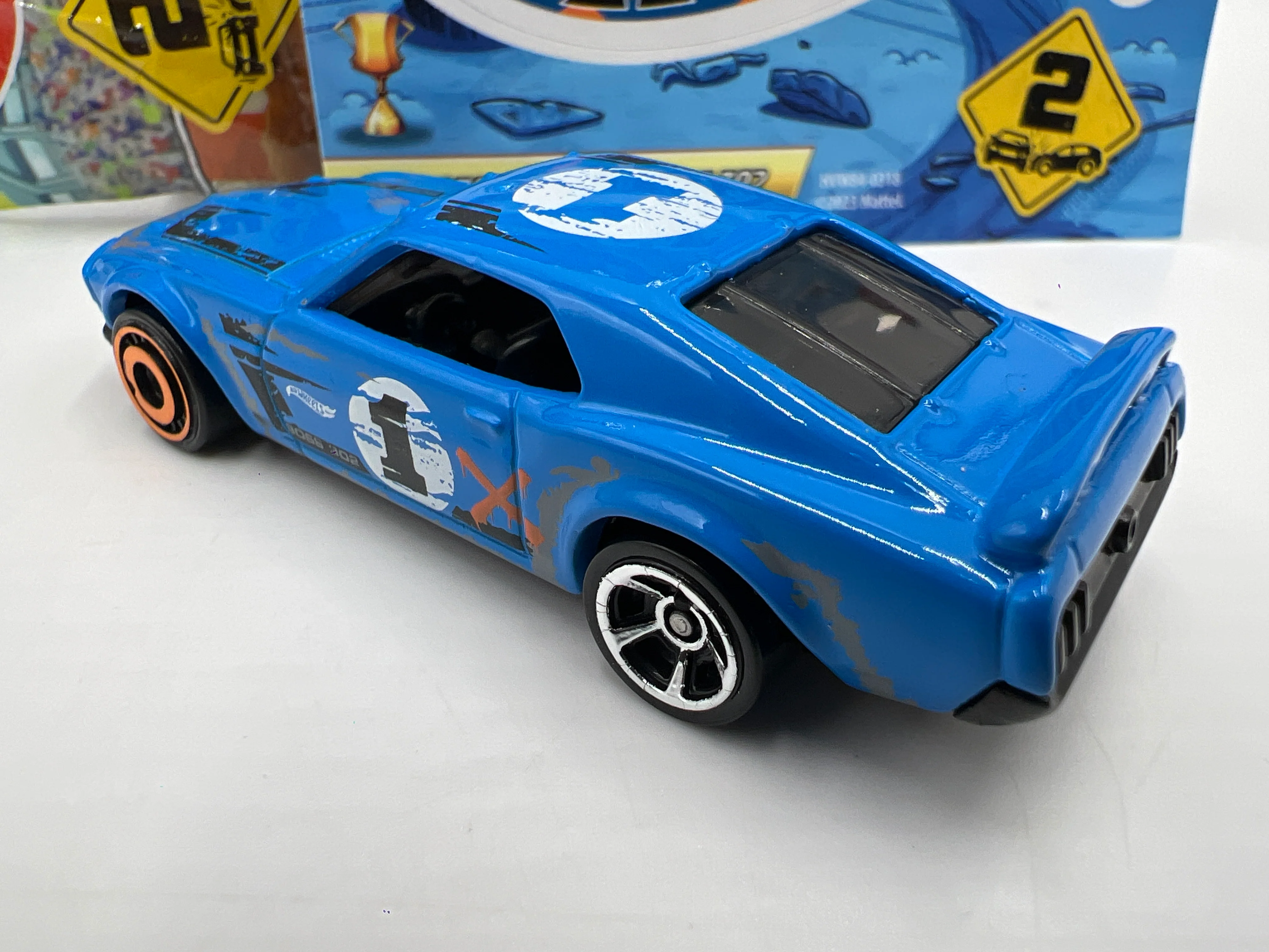 2024 Hot Wheels Mystery Models Series 2 #1 CHASE 69 Ford Mustang Boss 302 Blue - Image 3