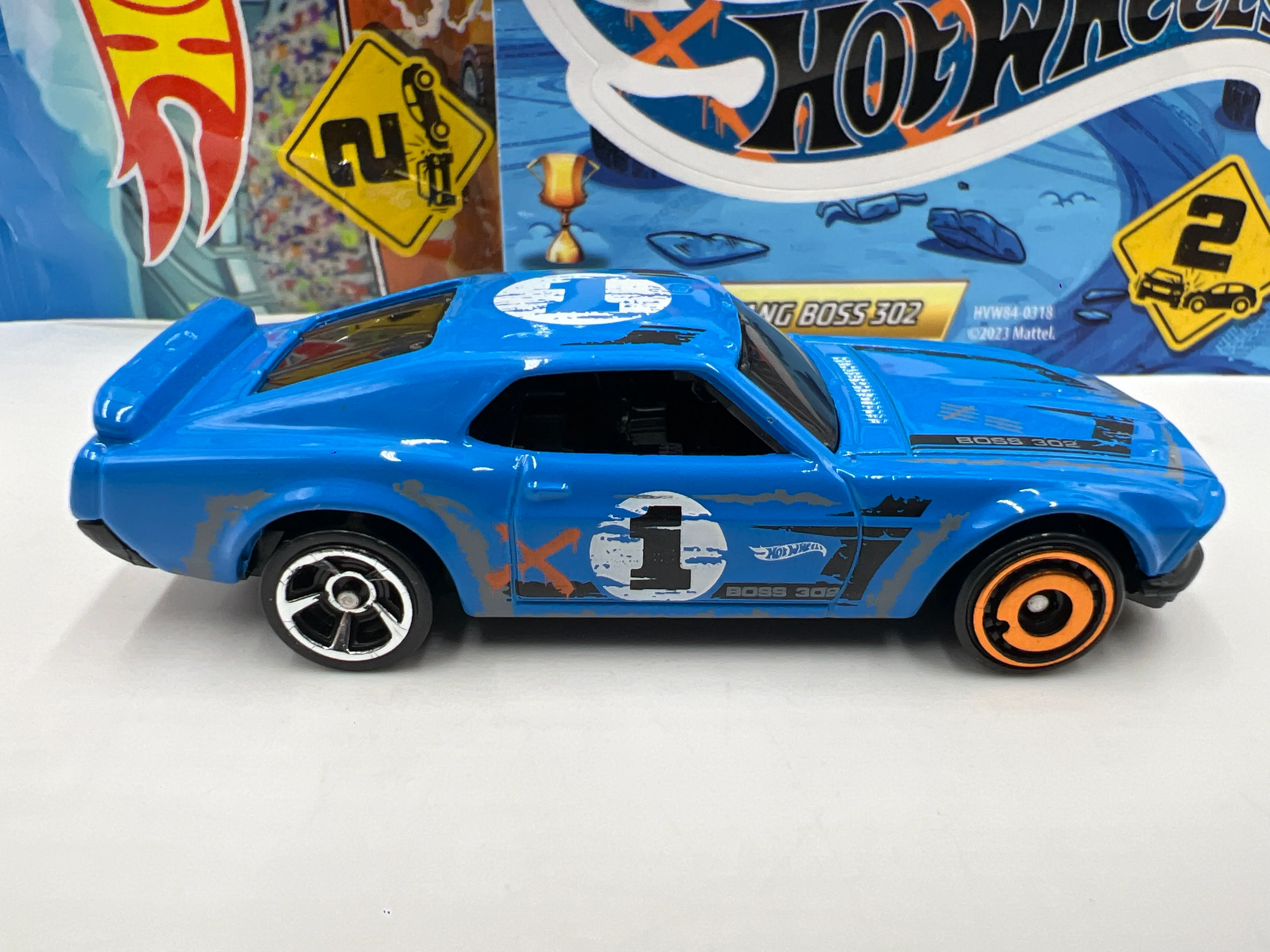 2024 Hot Wheels Mystery Models Series 2 #1 CHASE 69 Ford Mustang Boss 302 Blue - Image 4