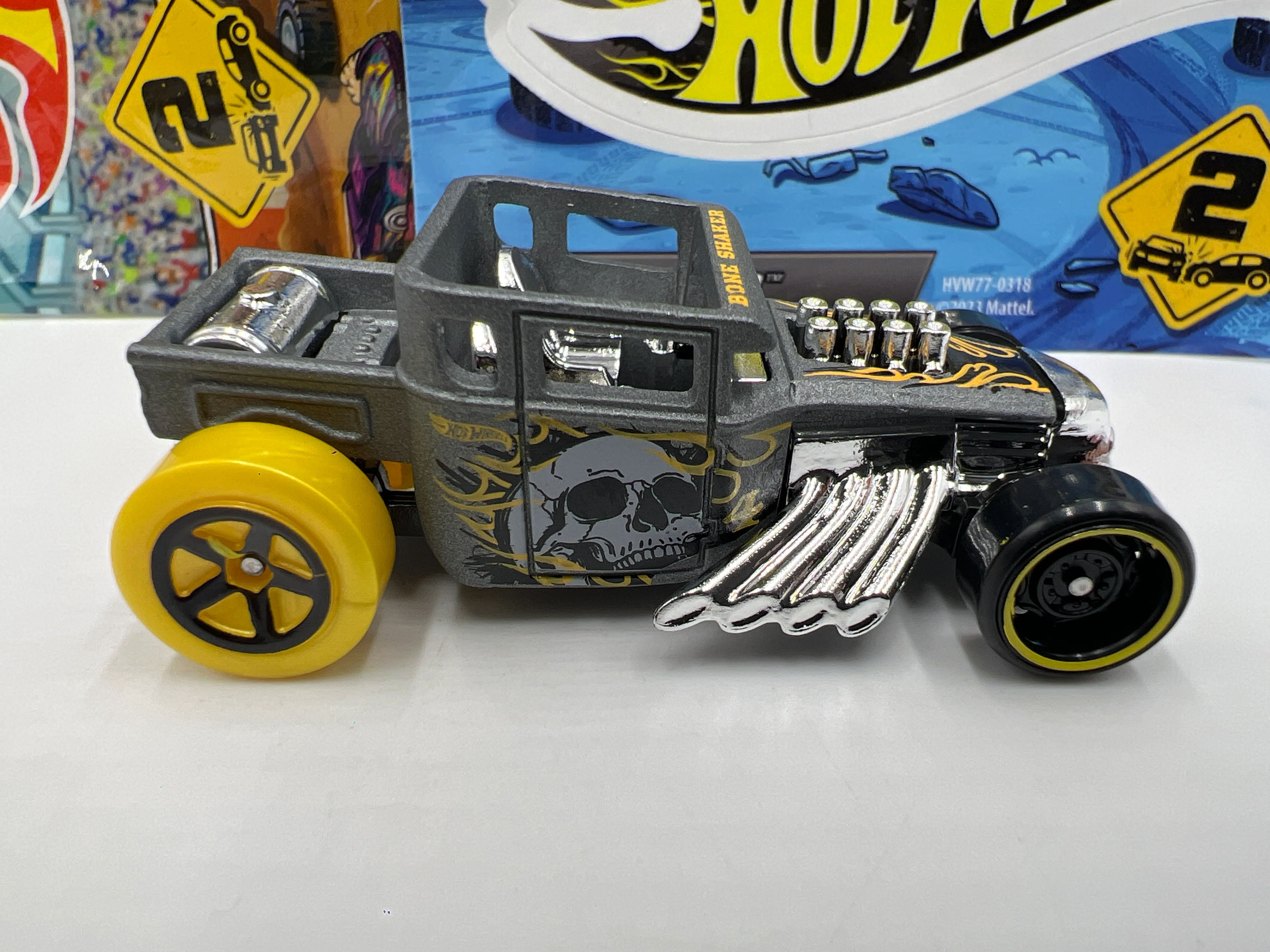 2024 Hot Wheels Mystery Models Series 2 #4 Bone Shaker Gray - Image 4