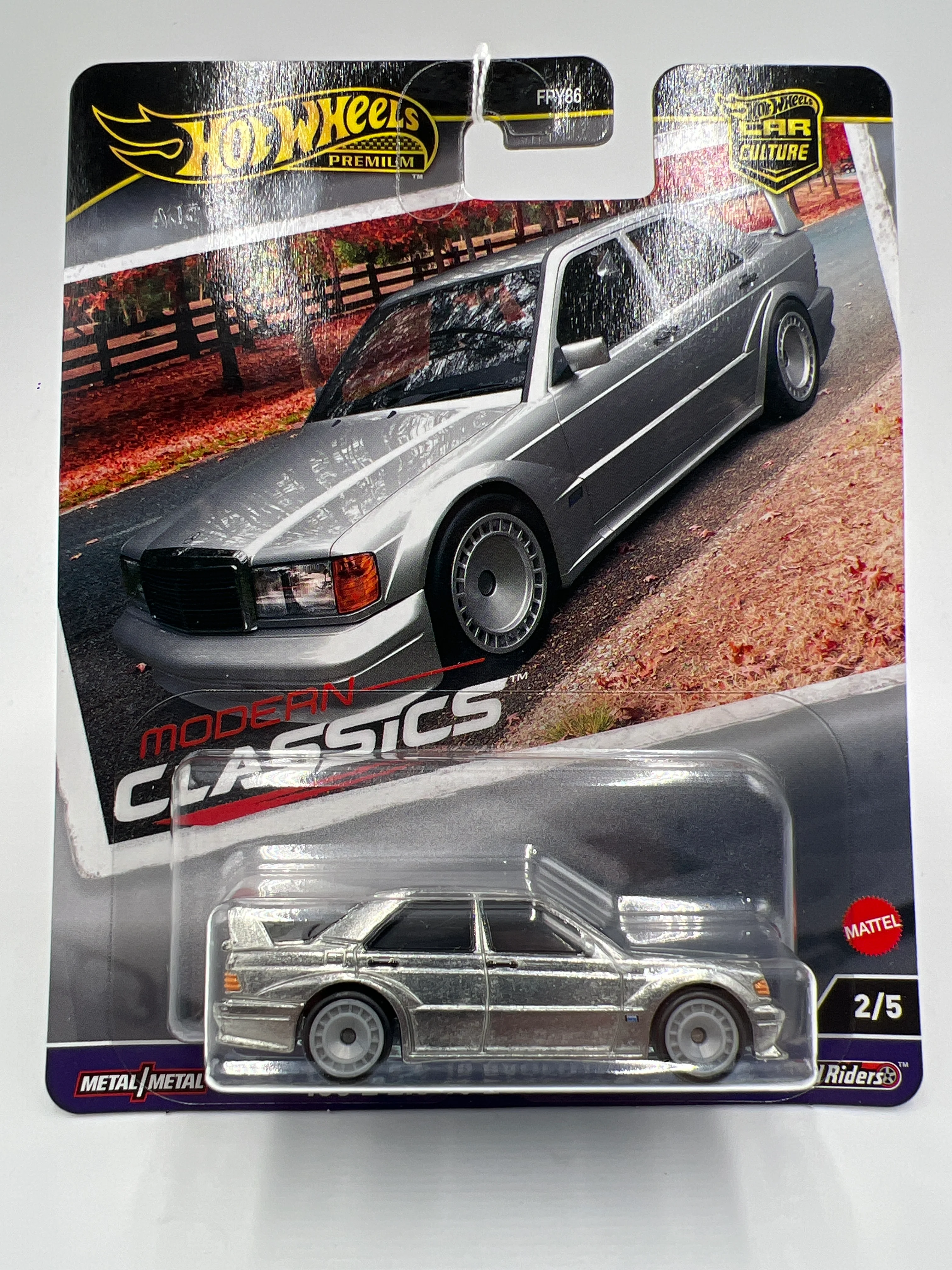 2024 Hot Wheels Premium Car Culture Modern Classics #2 1990 Mercedes-Benz 190 E 2.5-16 Evolution II Silver 243C - Image 2