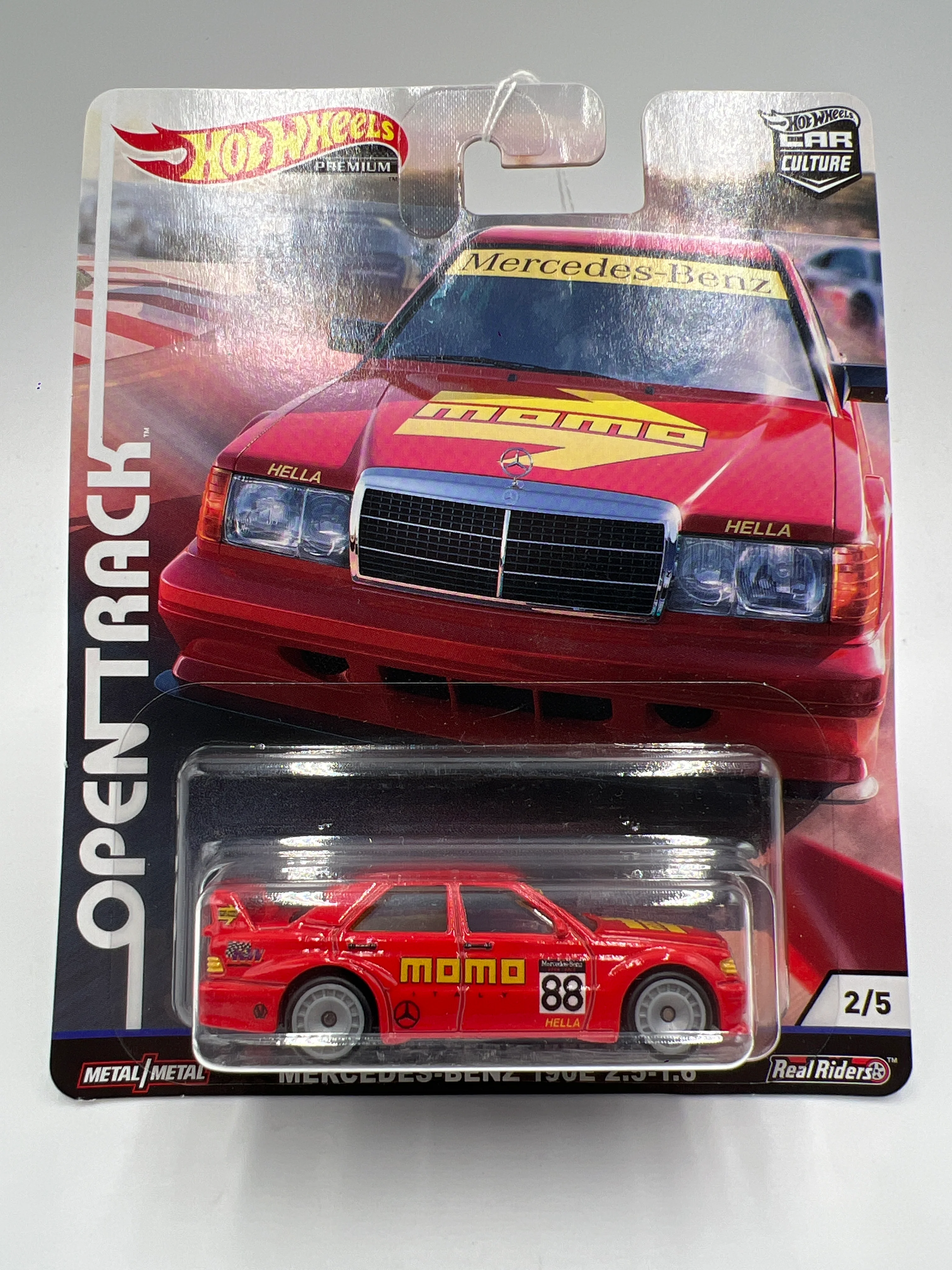 Hot Wheels Premium Car Culture Open Track #2 Mercedes-Benz 190E 2.5-1.6 Momo Red - Image 2