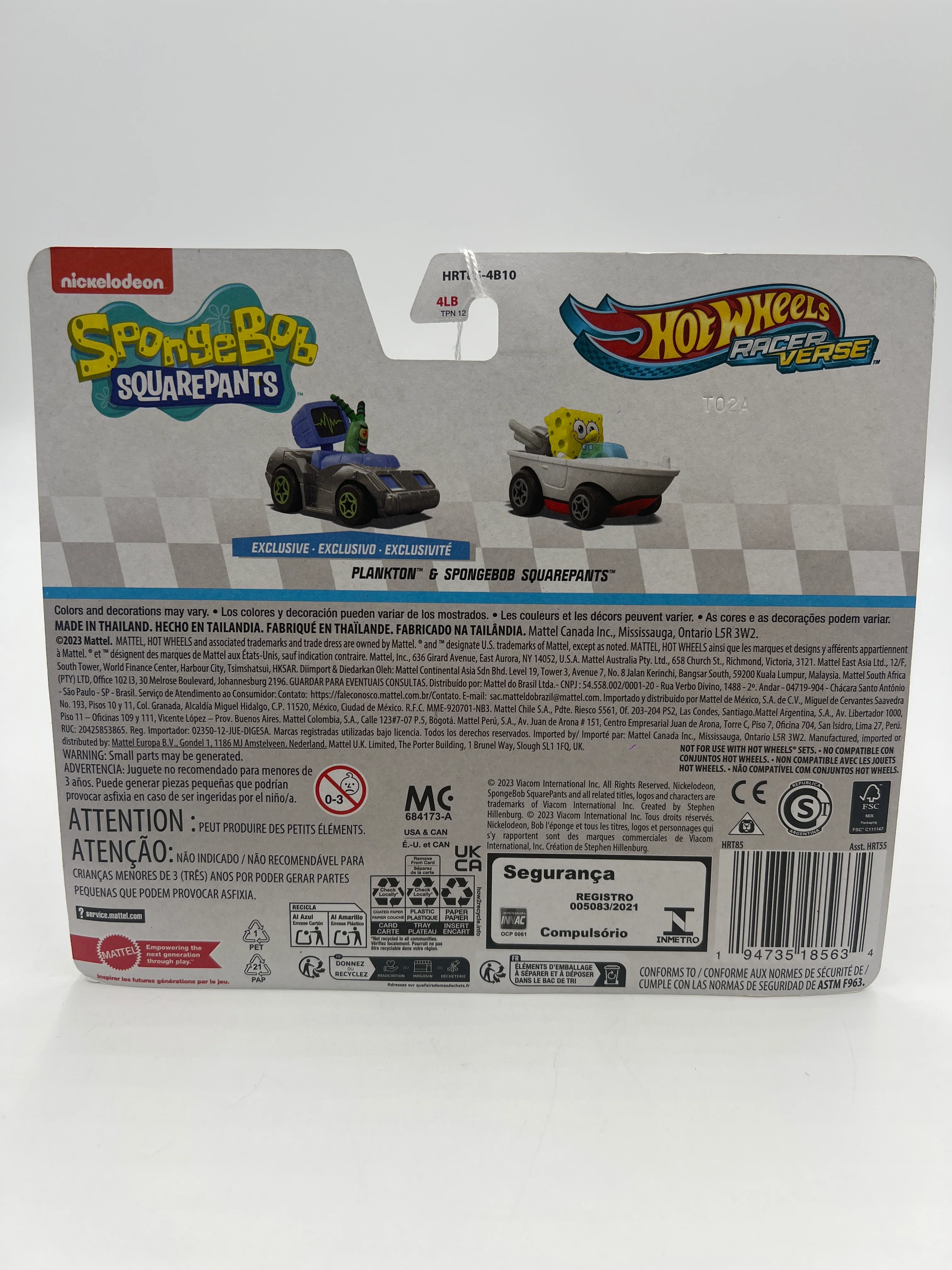 2024 Hot Wheels Racer Verse 2 Pack Plankton & SpongeBob SquarePants 114C - Image 7