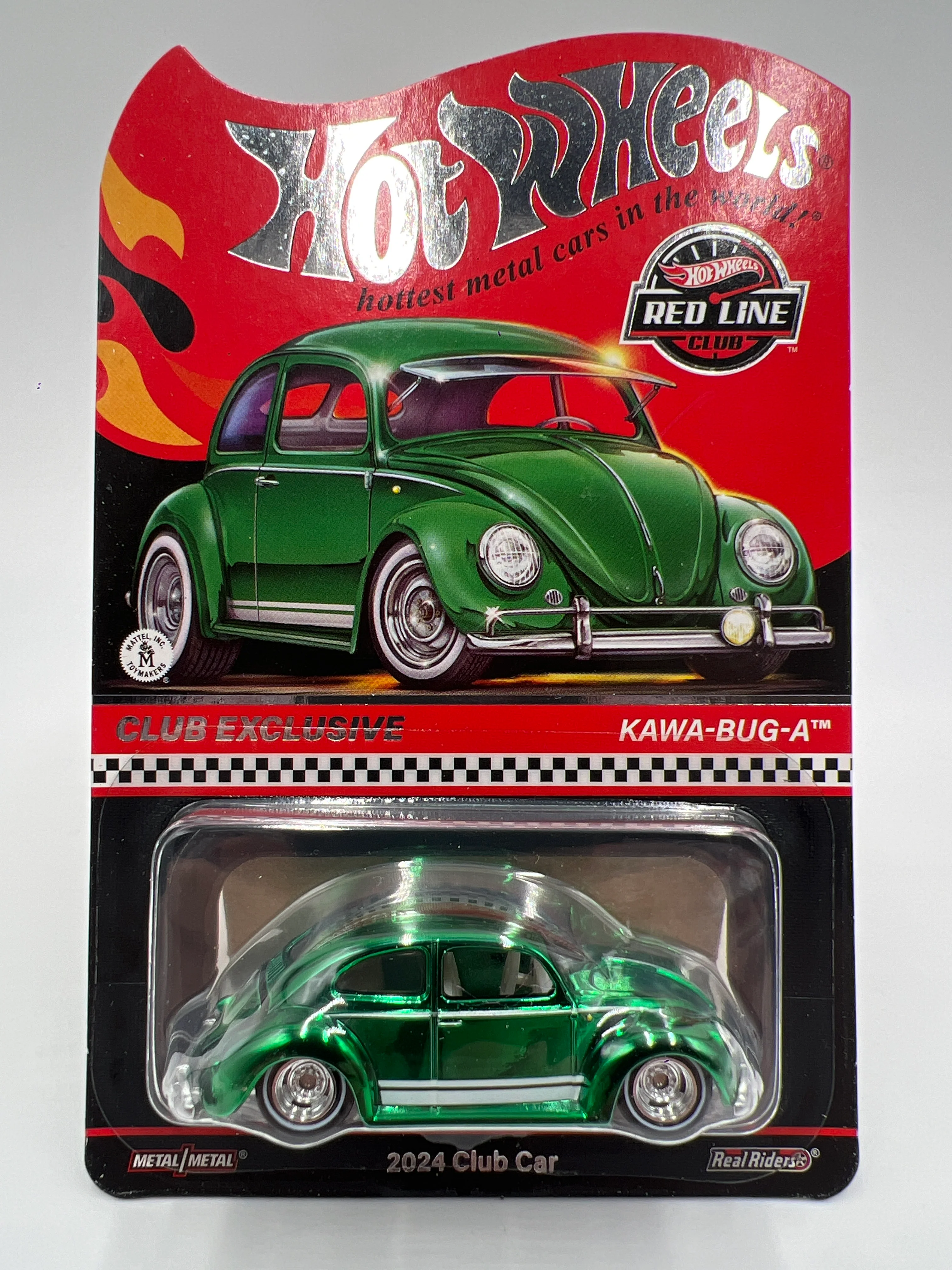 2024 Hot Wheels RLC Club Exclusive Kawa-Bug-A Green W/Protector W/Patch & Button - Image 2