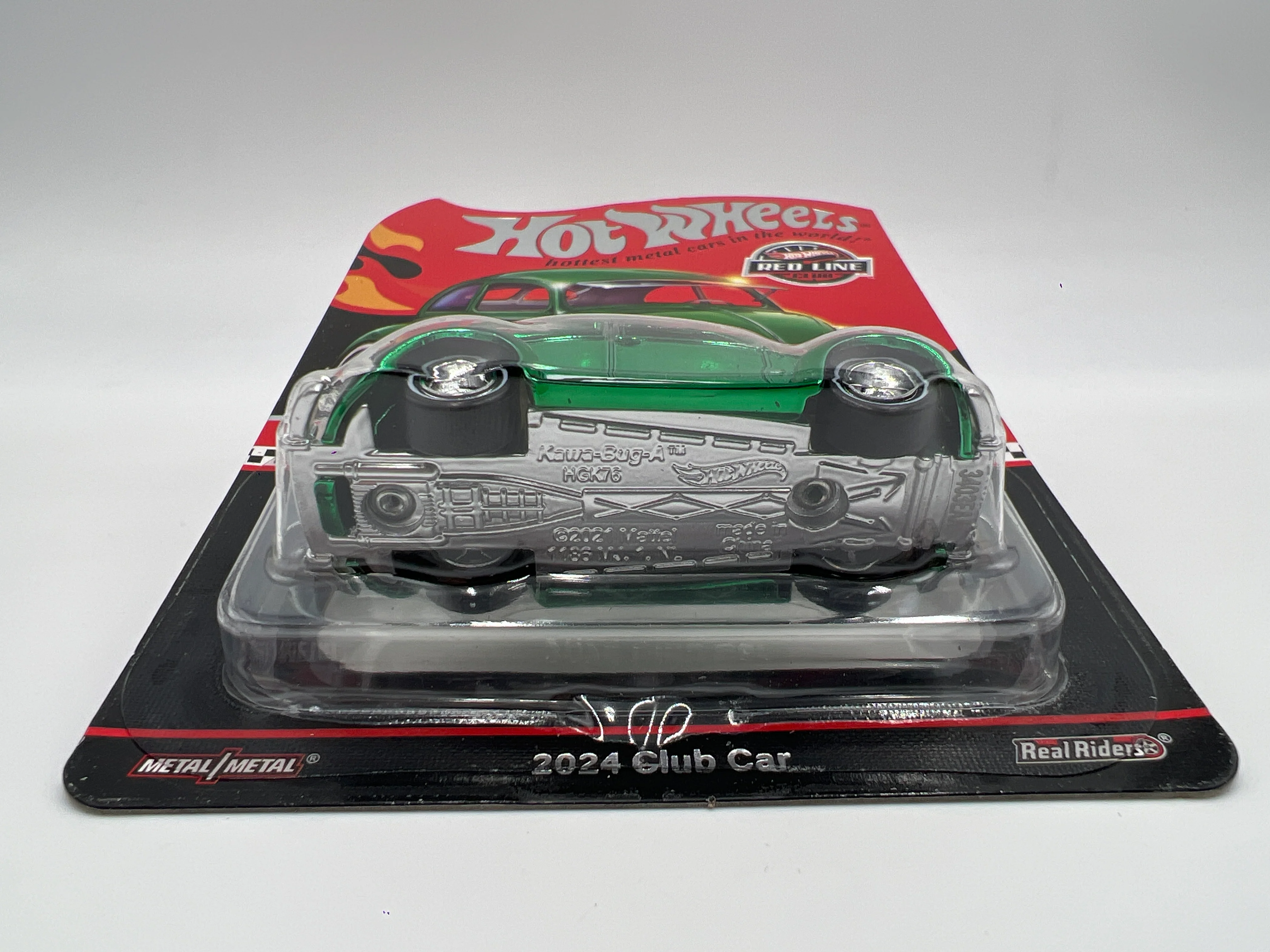 2024 Hot Wheels RLC Club Exclusive Kawa-Bug-A Green W/Protector W/Patch & Button - Image 6