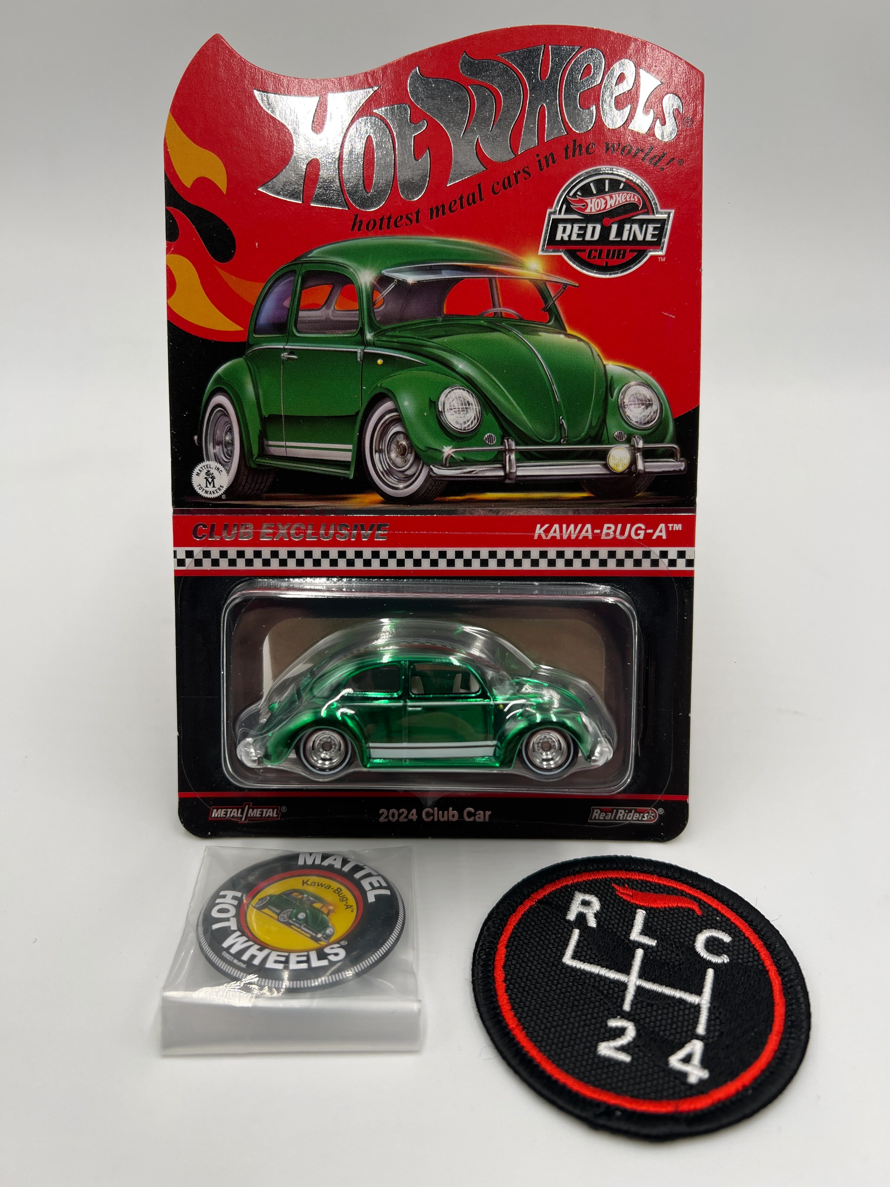 2024 Hot Wheels RLC Club Exclusive Kawa-Bug-A Green In Protector W/Patch & Button - Image 2
