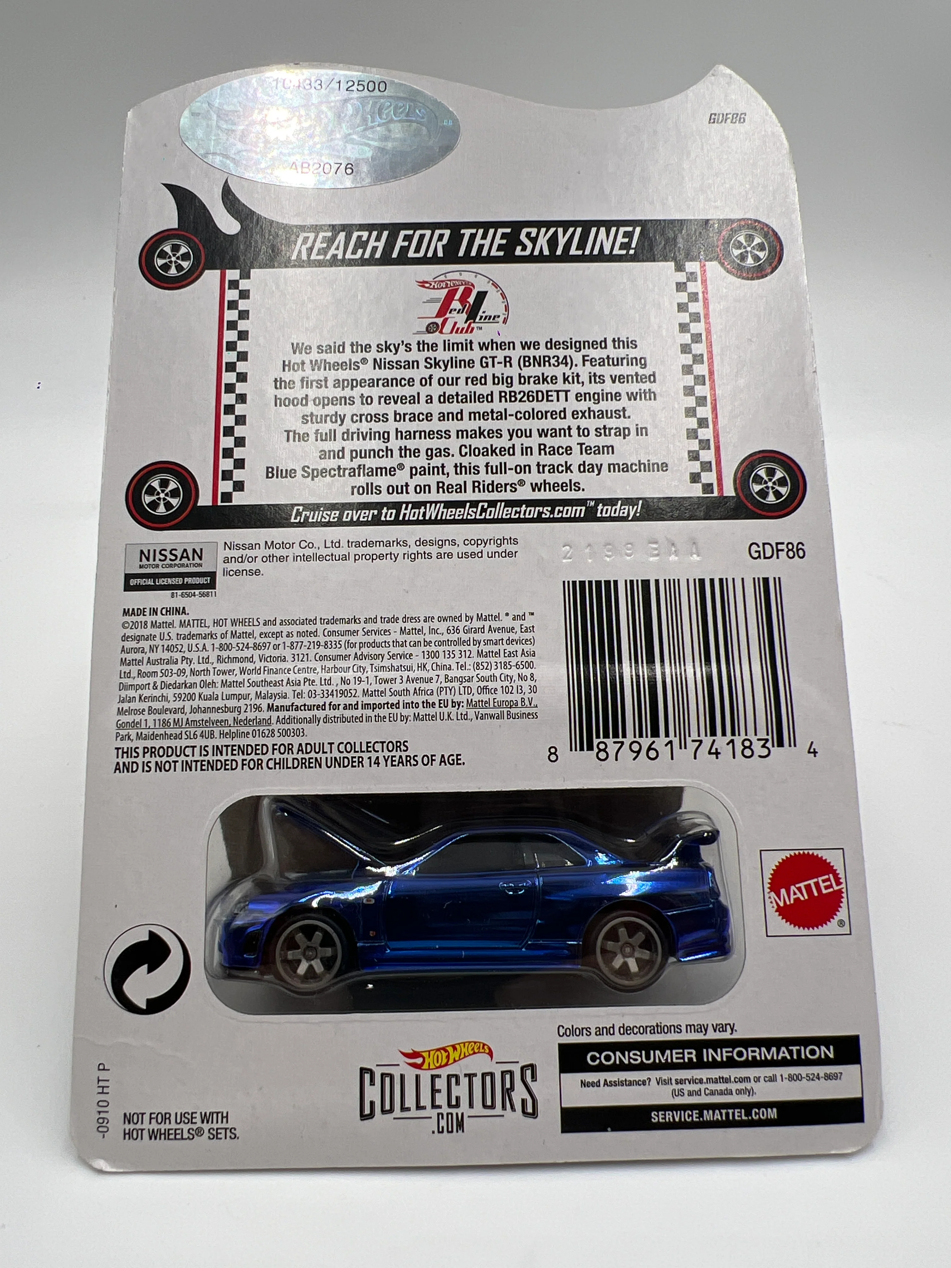 2019 Hot Wheels RLC #10433/12500 Nissan Skyline GT-R BNR34 Blue W/Protector - Image 6