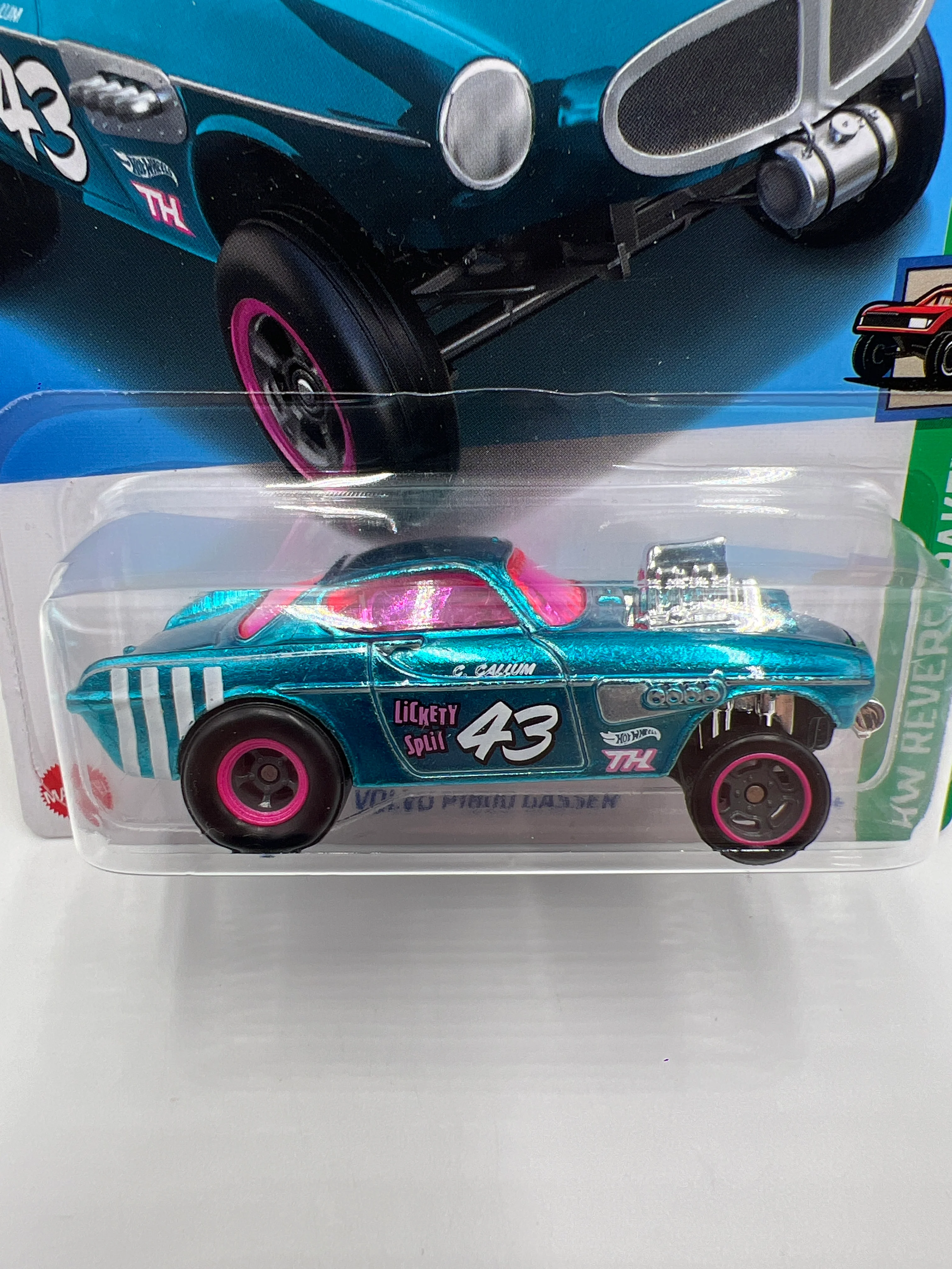 2024 Hot Wheels Super Treasure Hunt #153 Volvo P1800 Gasser Blue W/Protector - Image 2
