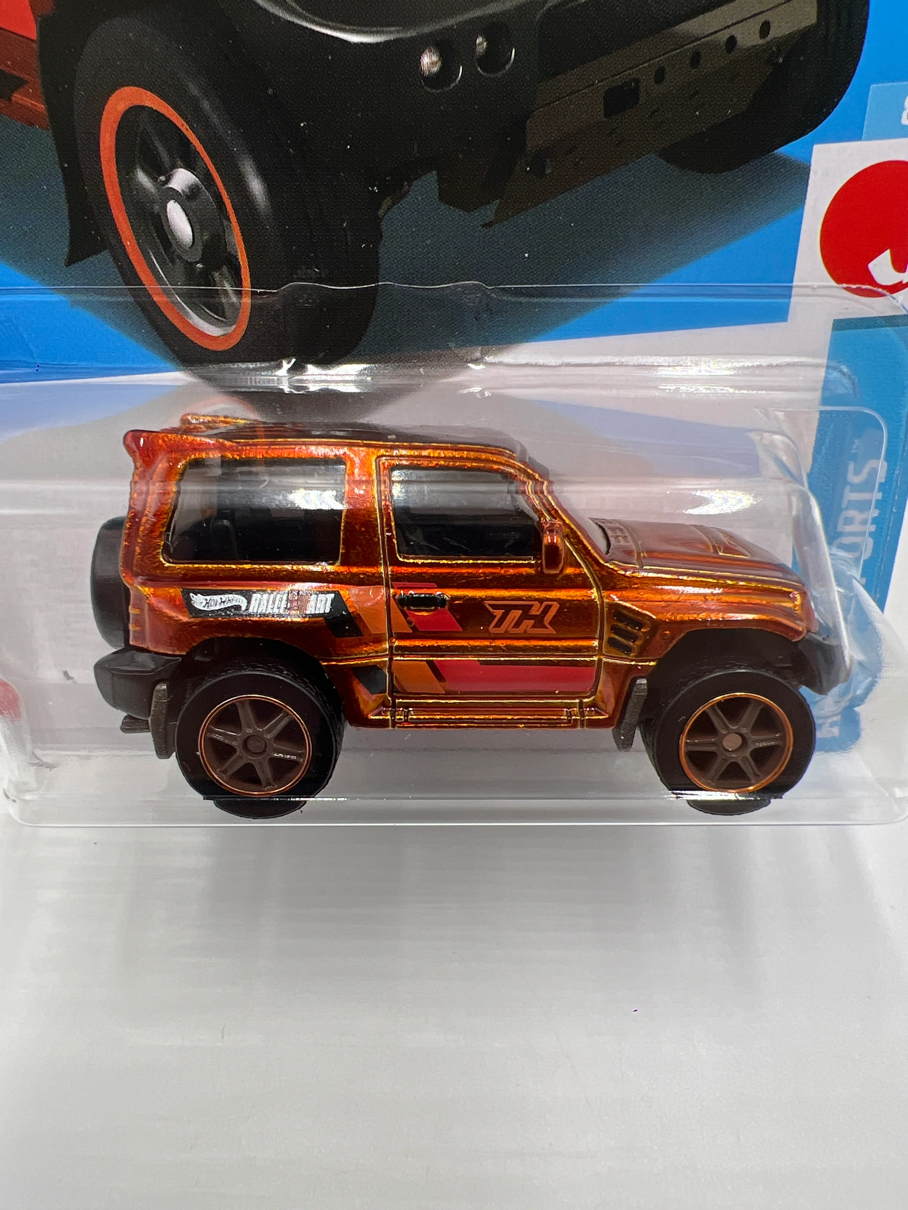 2024 Hot Wheels Super Treasure Hunt #169 Mitsubishi Pajero Evolution Orange W/Protector - Image 2