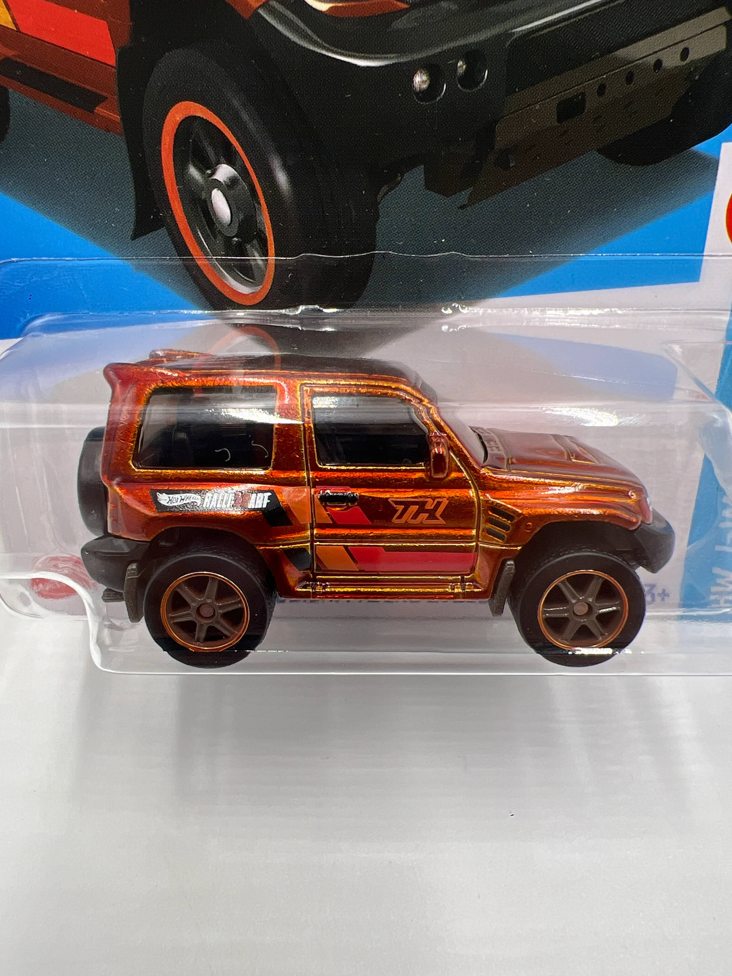 2024 Hot Wheels Super Treasure Hunt #169 Mitsubishi Pajero Evolution Orange W/Protector - Image 2