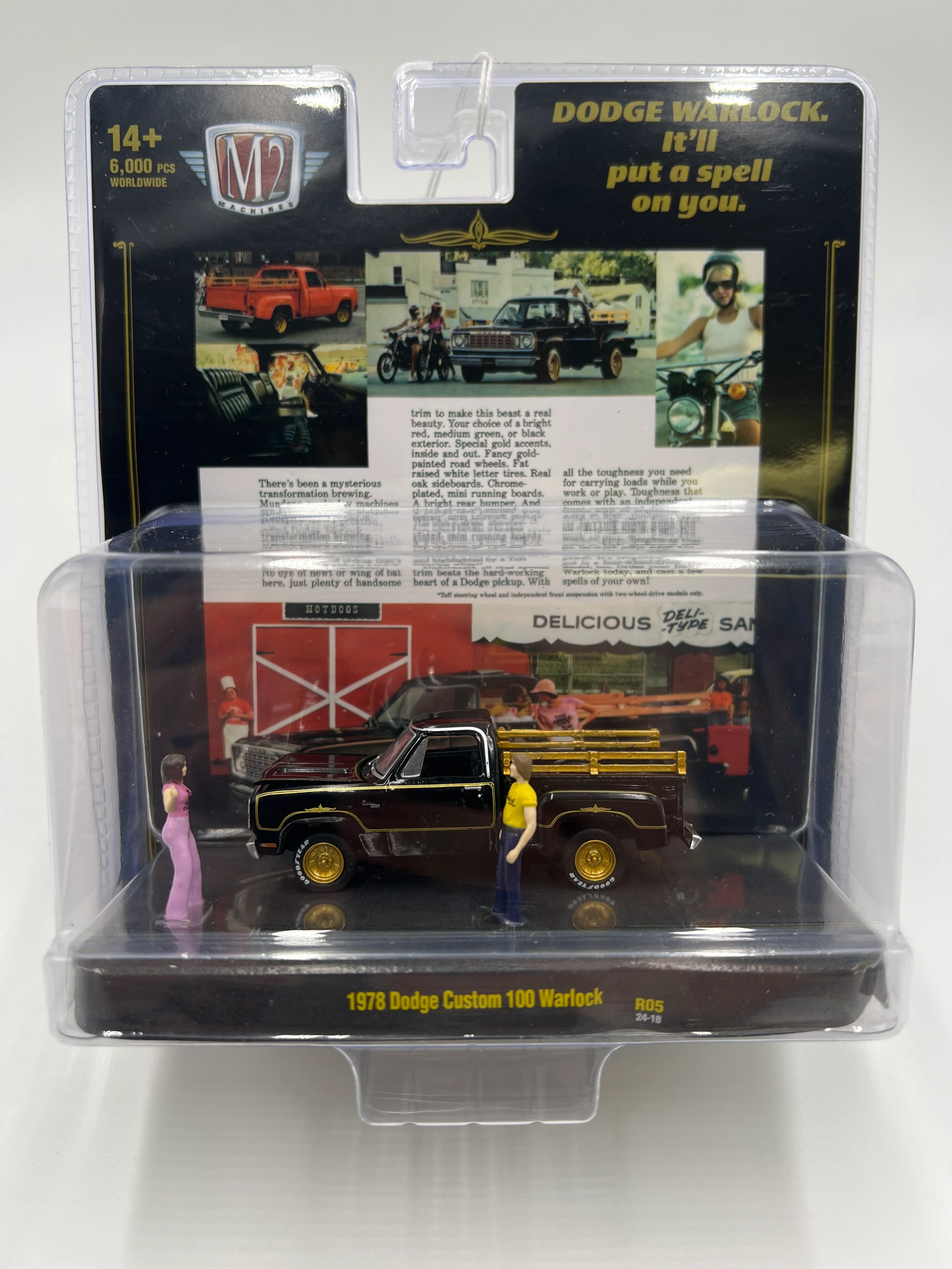 2024 M2 Machines Diorama R05 1978 Dodge Custom 100 Warlock Black 199E - Image 2