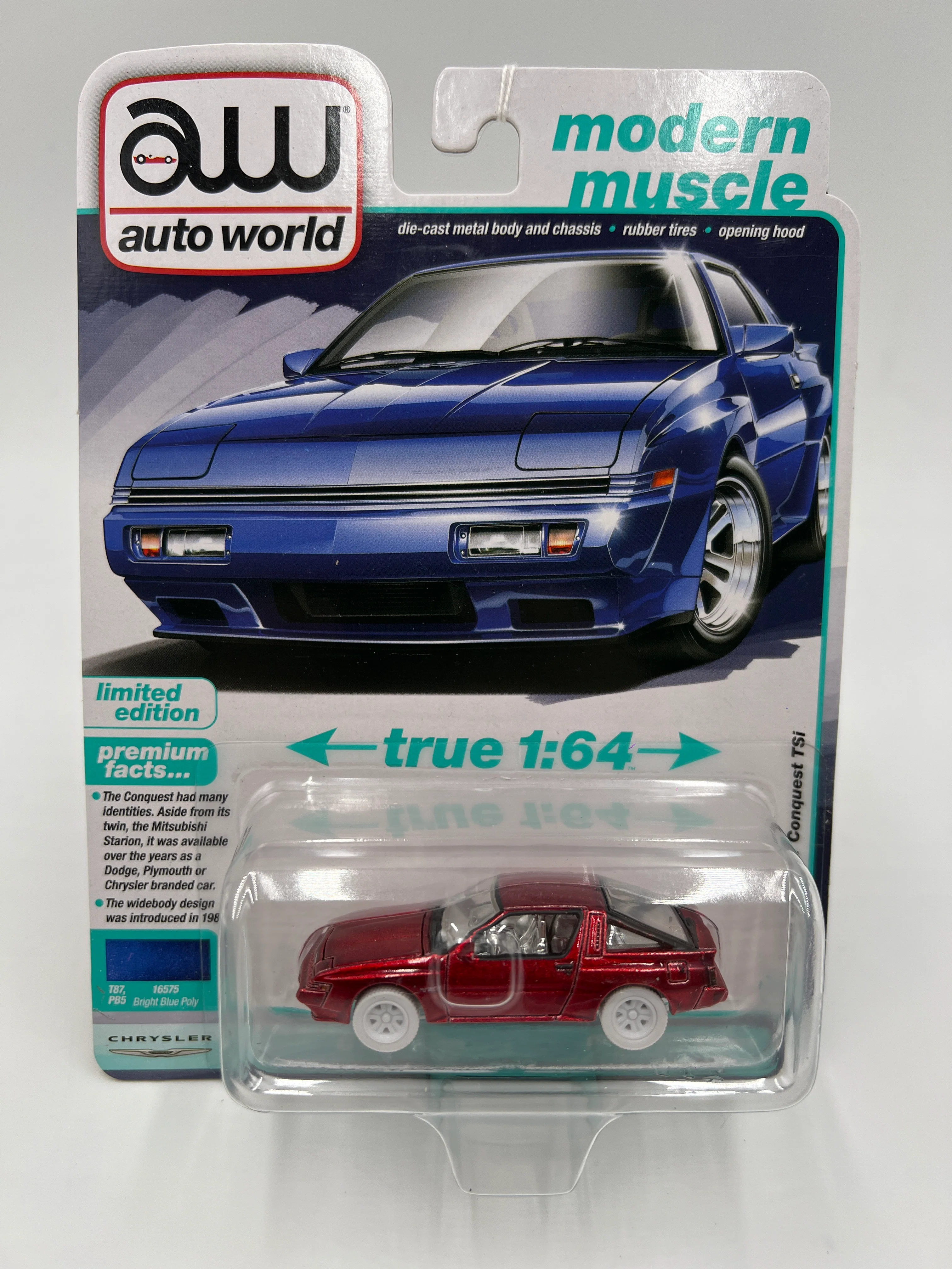 2025 Auto World Modern Muscle CHASE Release 1 Version A 1988 Chrysler Conquest TSi Ultra Red - Image 2