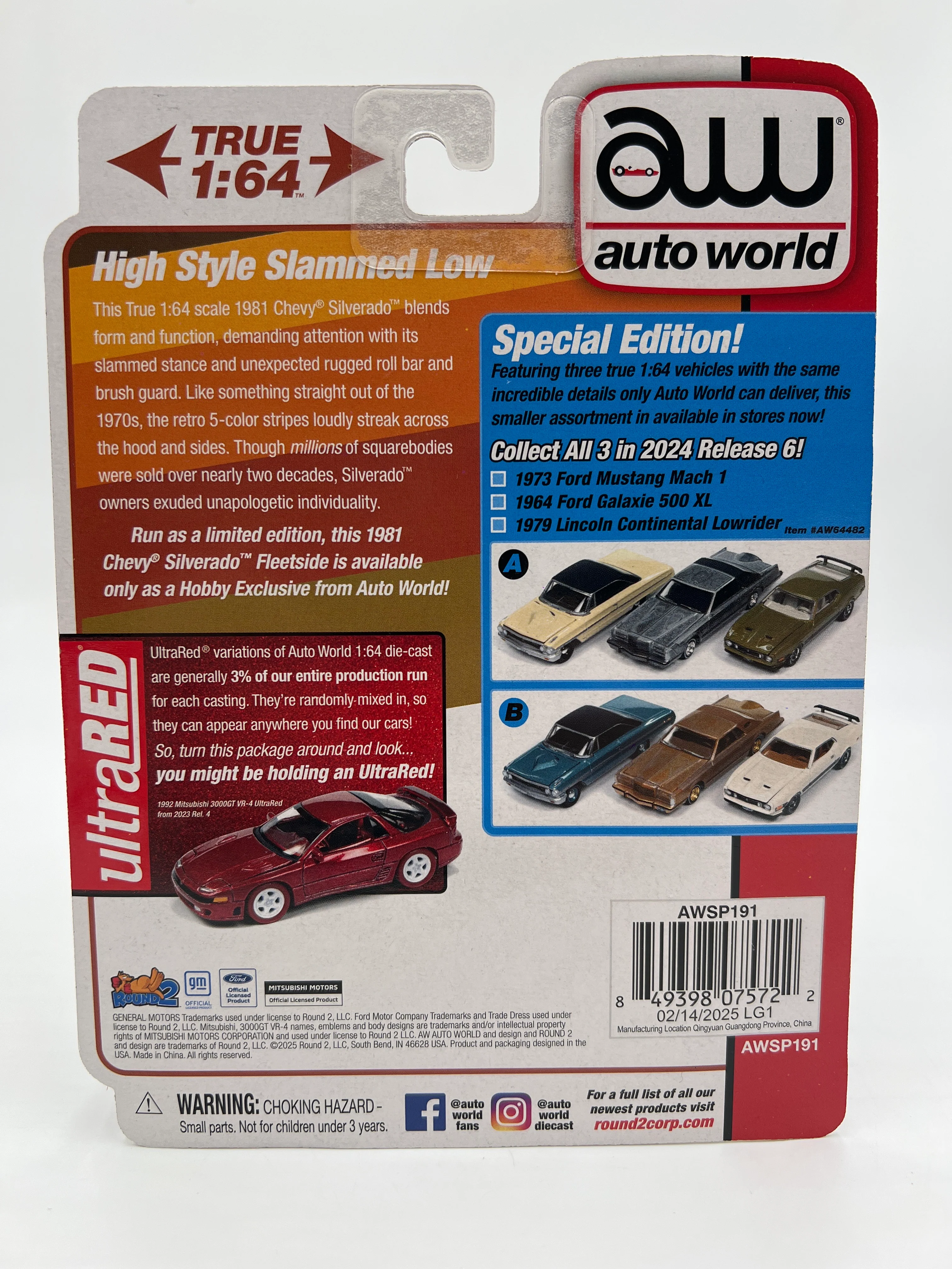 2025 Auto World Muscle Trucks Hobby Exclusive Special Edition Ultra Red CHASE 1981 Chevy Silverado Fleetside W/Protector - Image 6
