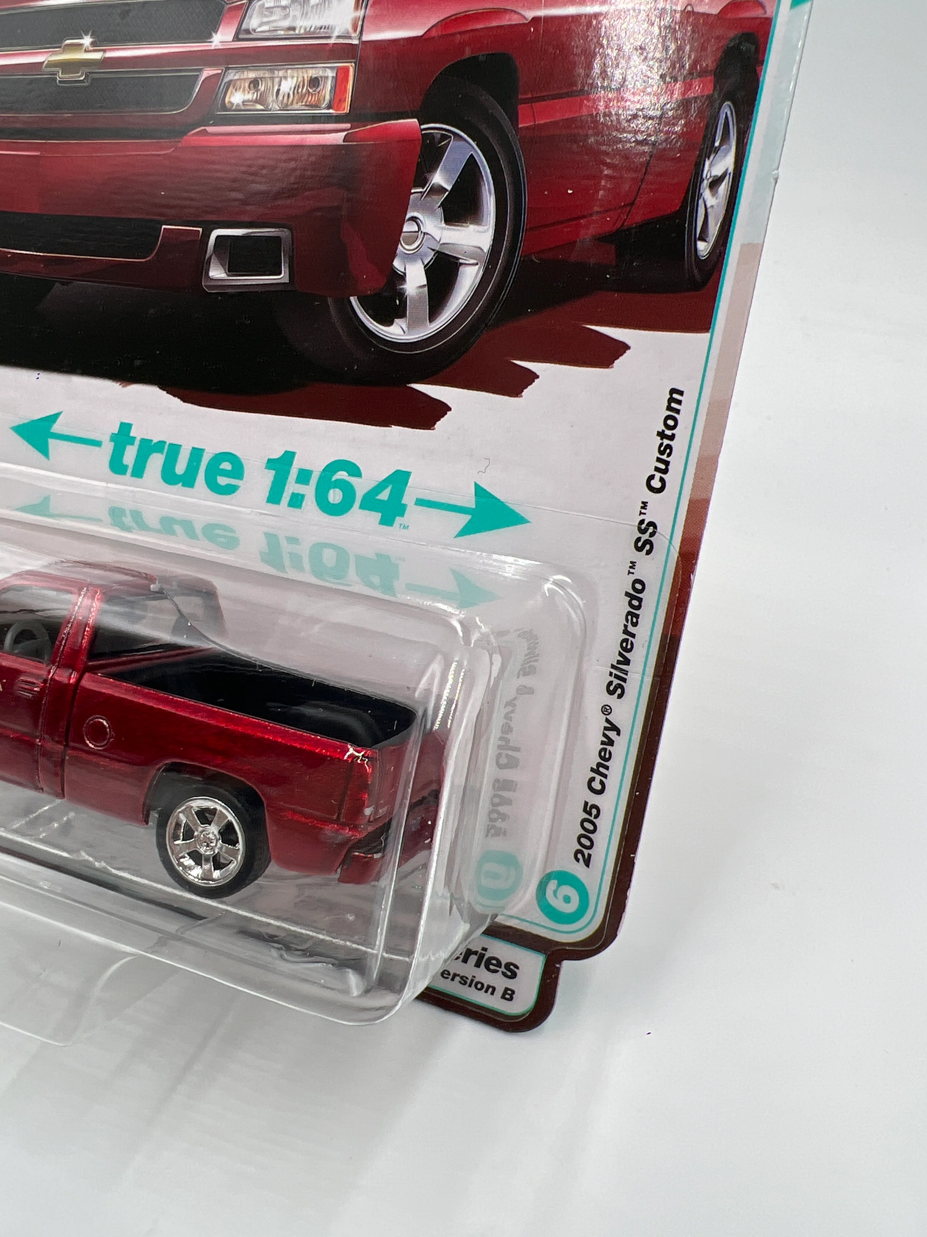 2025 Auto World Muscle Trucks Release 1 Version B 2005 Chevy Silverado SS Custom Red Cateye 185D - Image 4