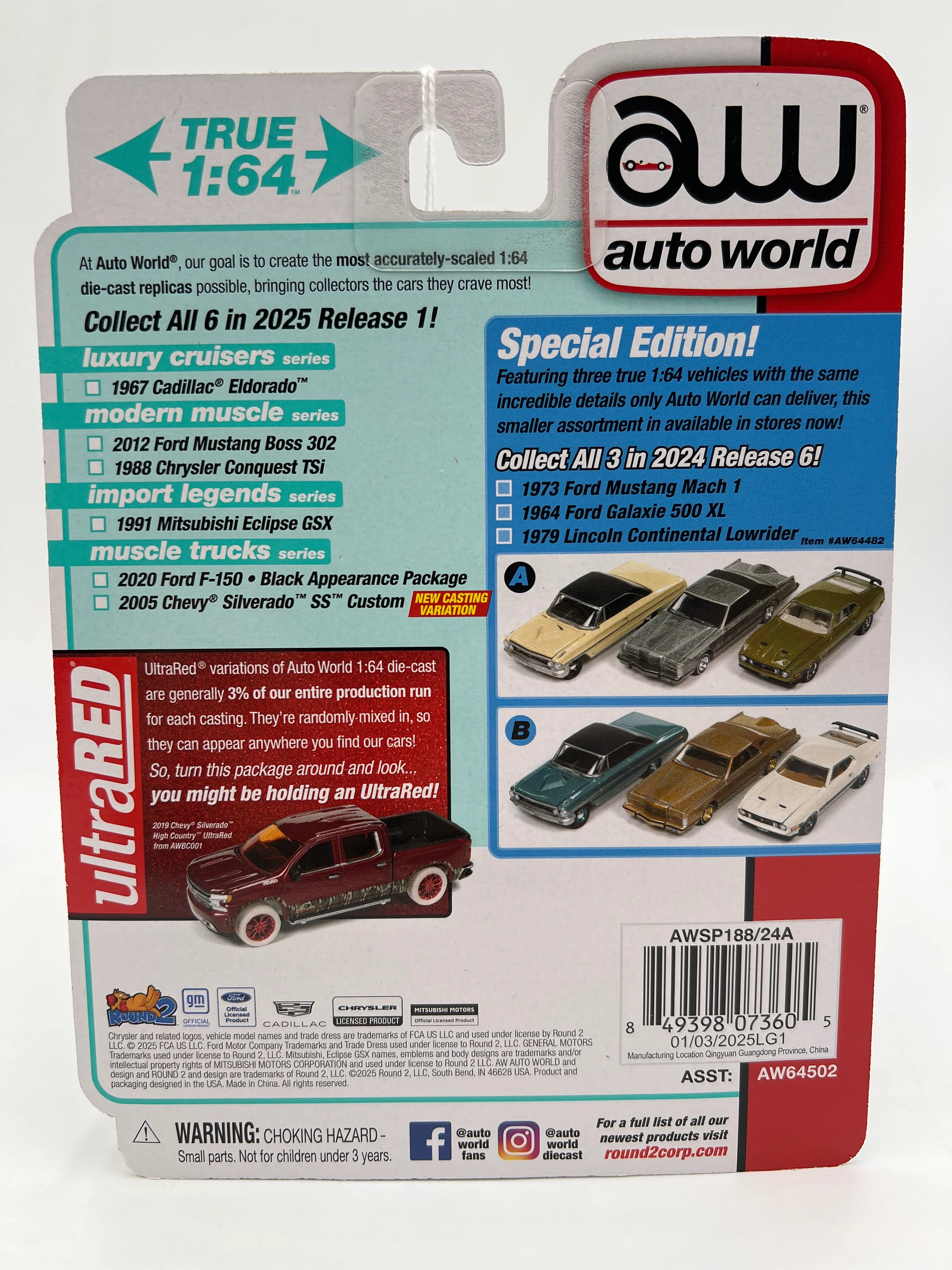 2025 Auto World Muscle Trucks Release 1 Version A 2020 Ford F-150 Black Appearance Package White 185C - Image 5