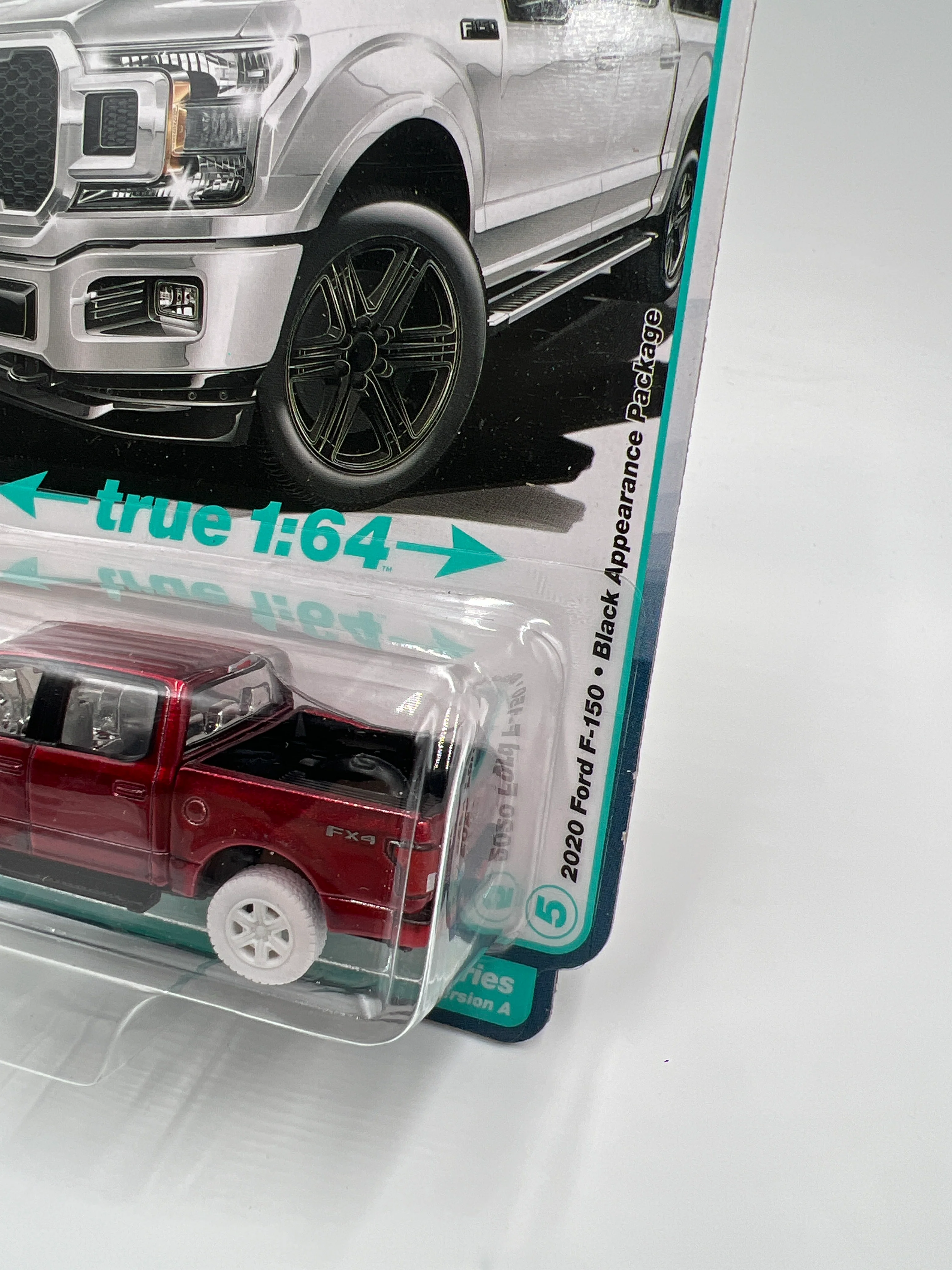 2025 Auto World Muscle Trucks CHASE Release 1 Version A 2020 Ford F-150 Black Appearance Package Ultra Red - Image 4