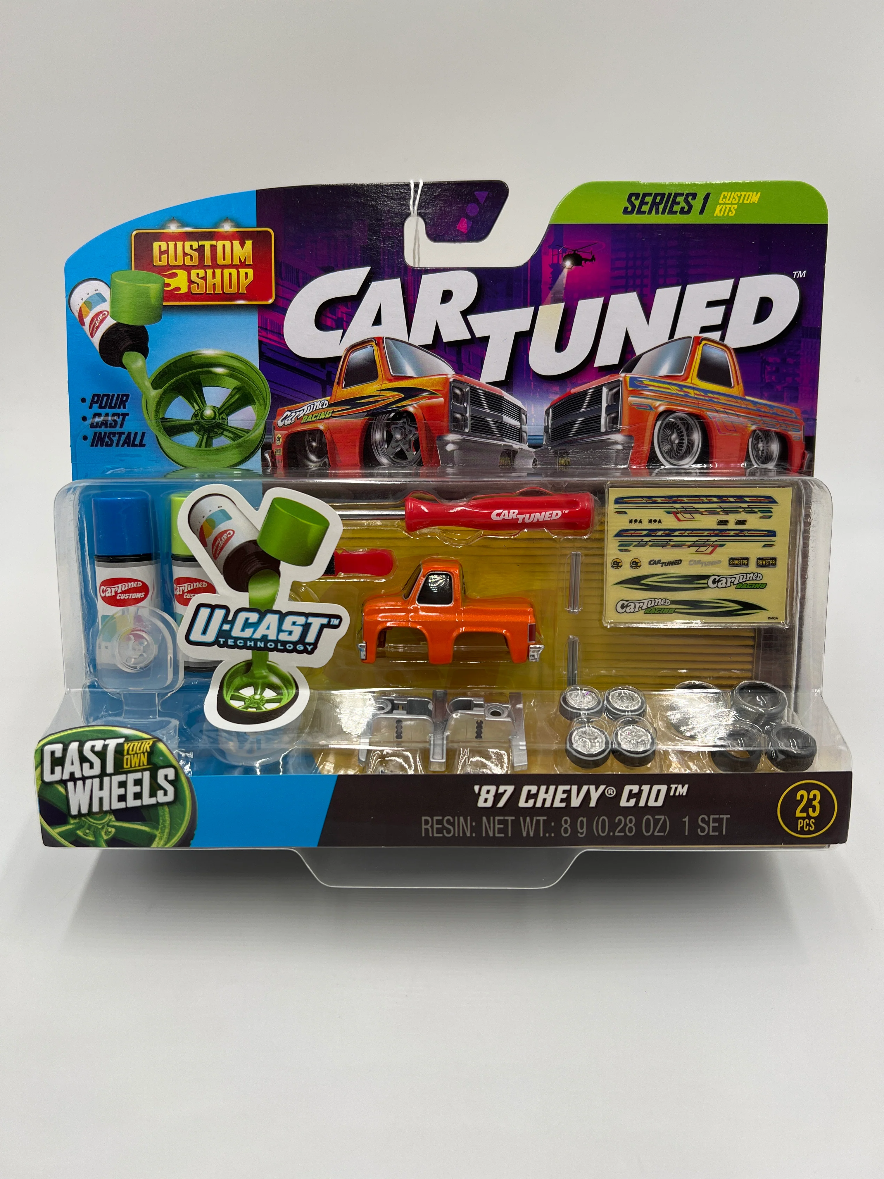 2025 Car Tuned Series 1 Custom Shop Castworks 87 Chevy C10 Orange 183i