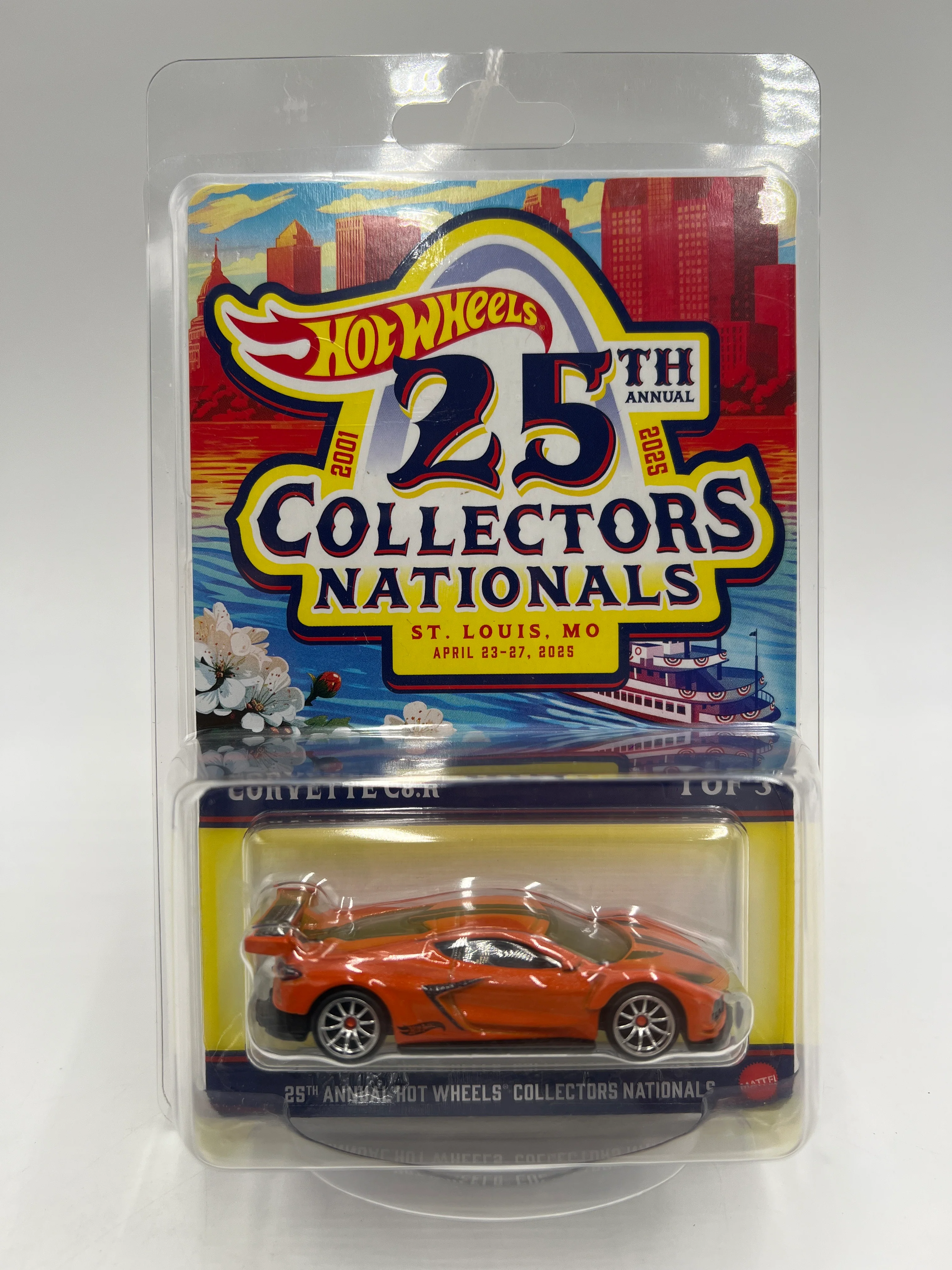 2025 Hot Wheels 25th Annual Collectors Nationals 1262/6200 Corvette C8.R Orange W/Protector - Image 8