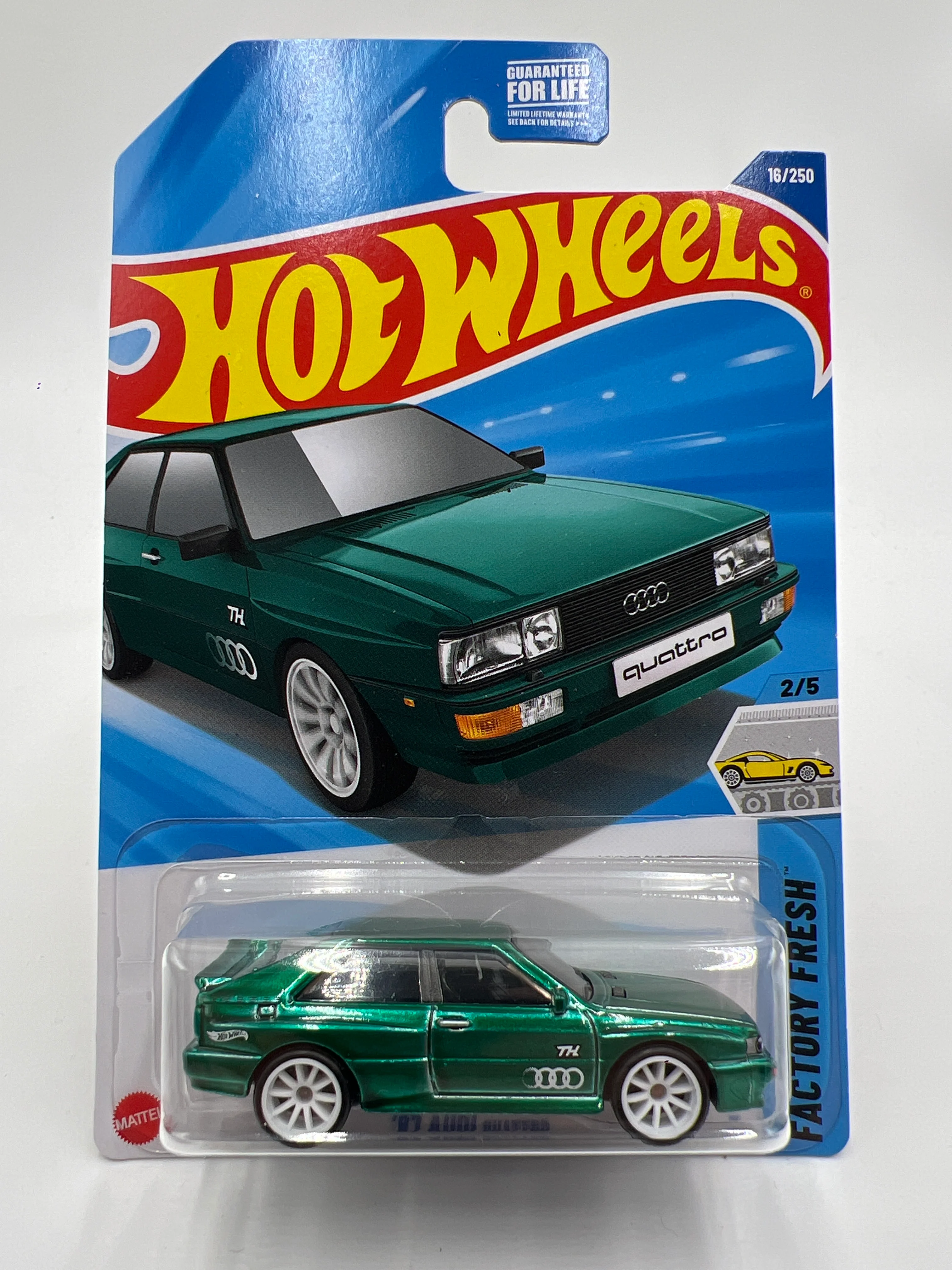 2025 Hot Wheels A Case Super Treasure Hunt #16 87 Audi Quattro Green W/Protector - Image 2