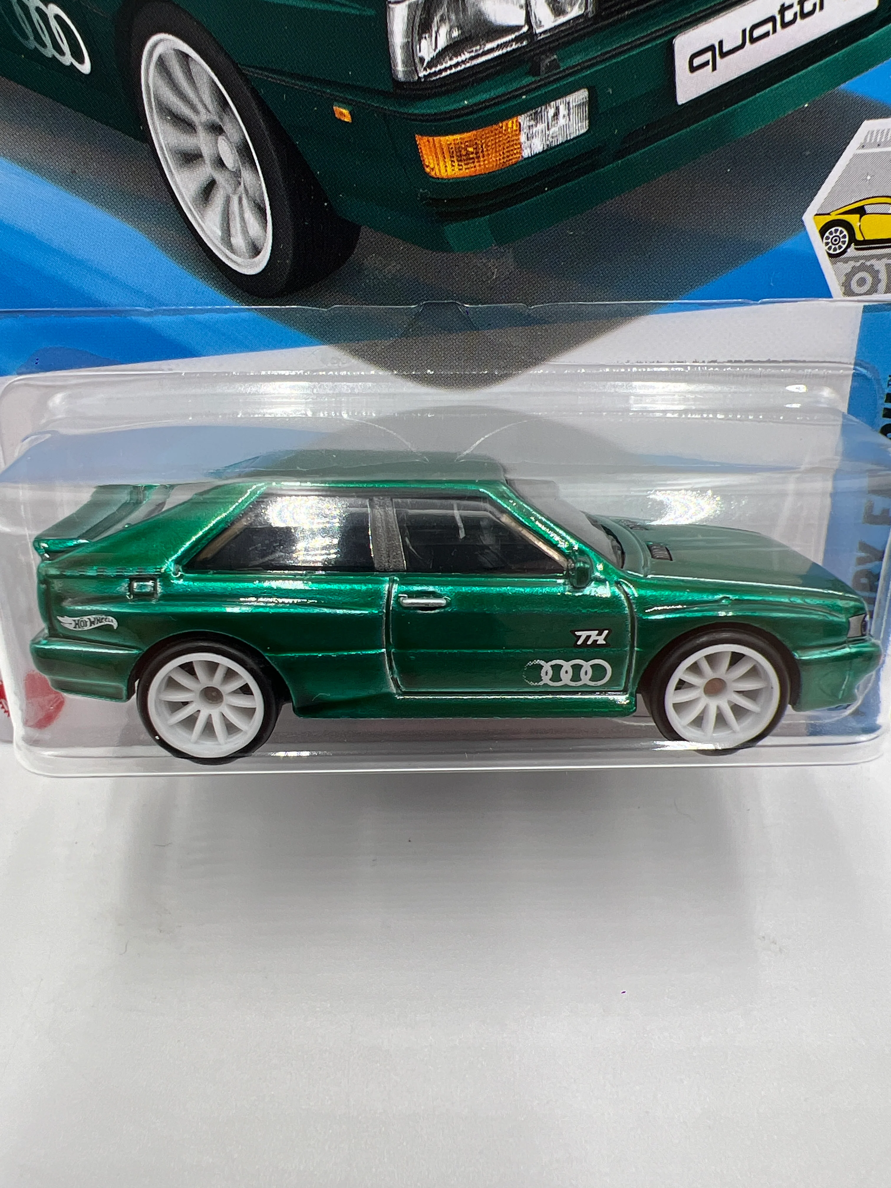 2025 Hot Wheels A Case Super Treasure Hunt #16 87 Audi Quattro Green W/Protector - Image 3