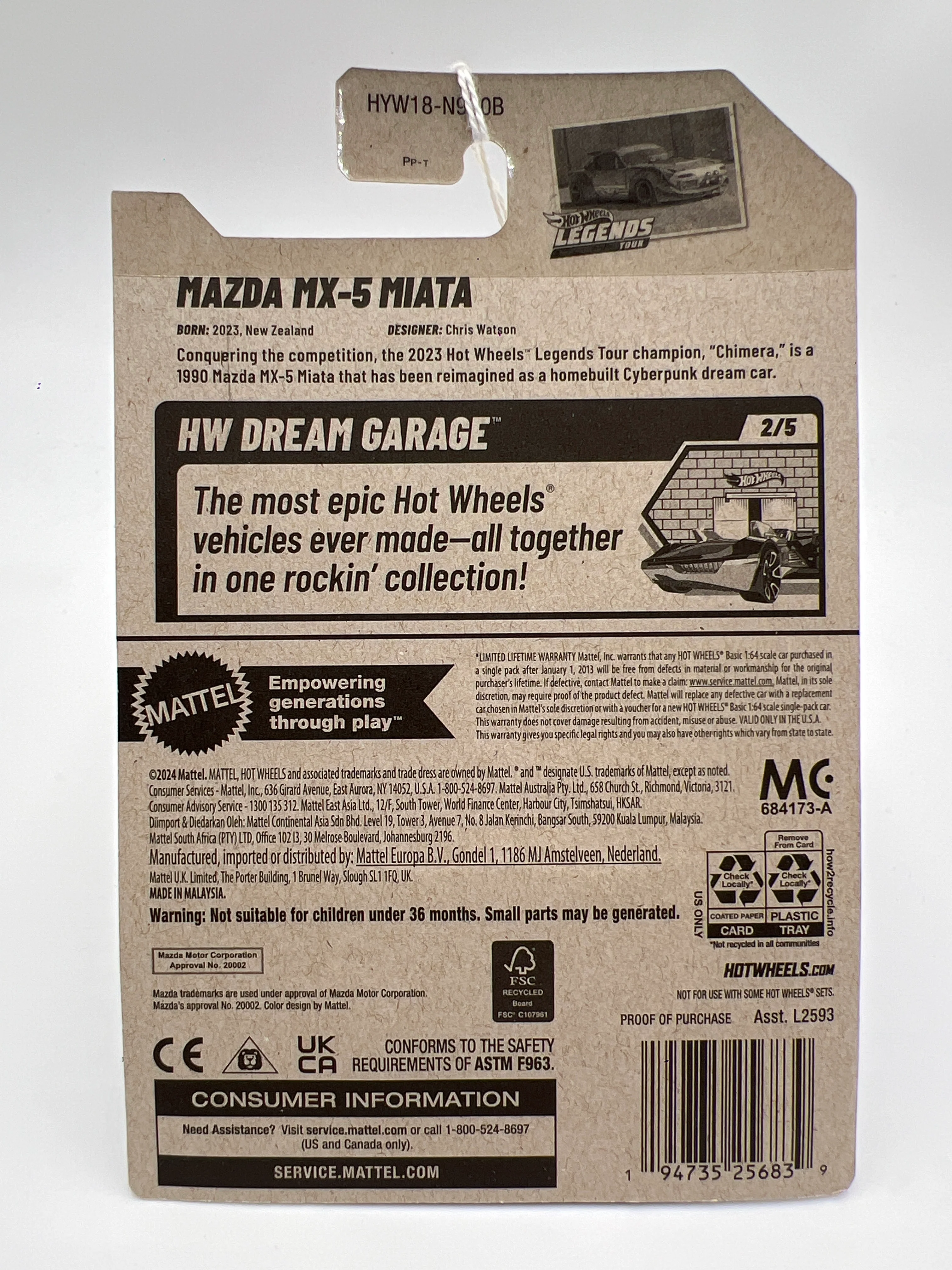2025 Hot Wheels B Case #1 Mazda MX-5 mx5 Miata Gray 84B - Image 5