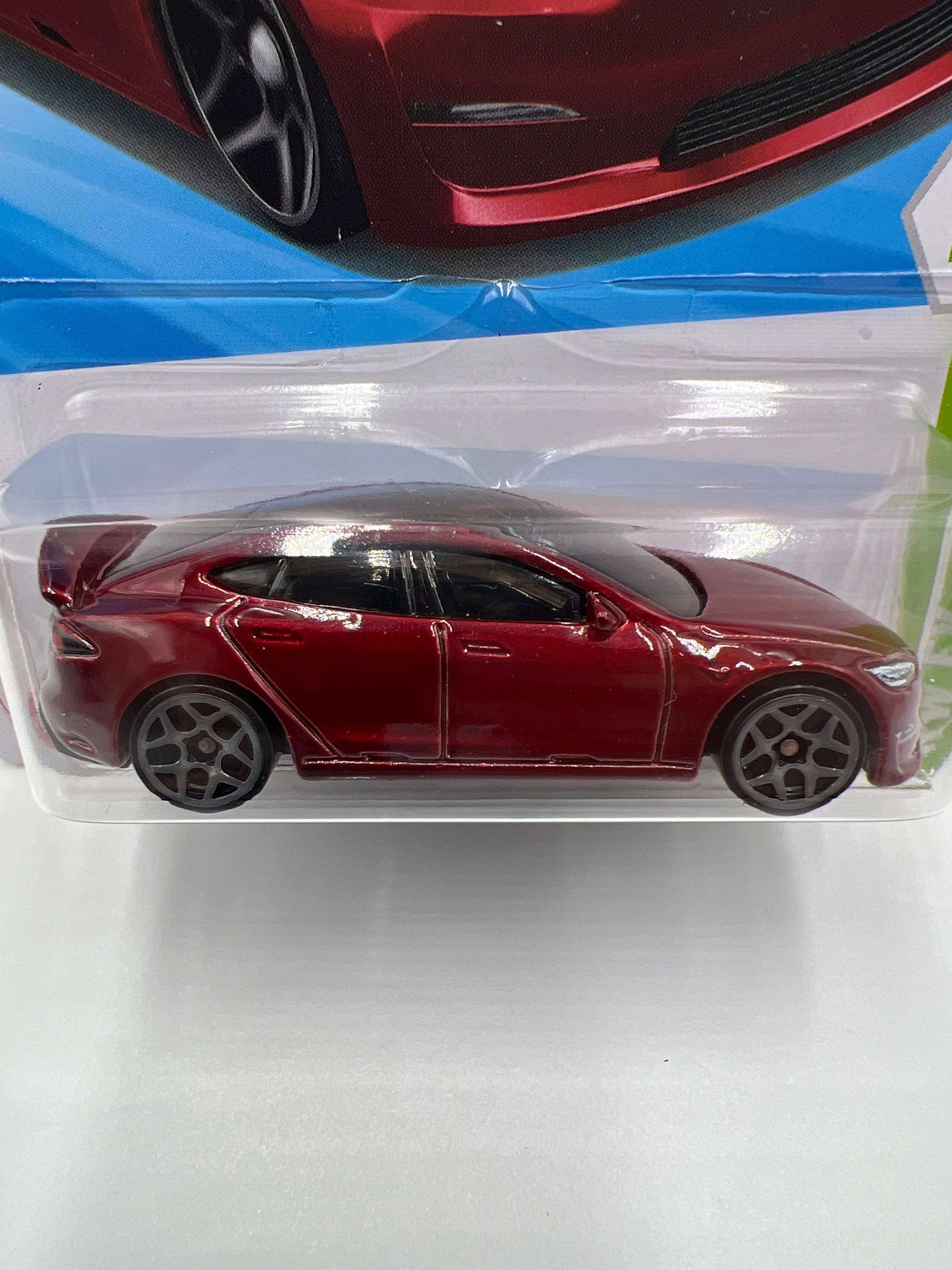 2025 Hot Wheels B Case #9 Tesla Model S Plaid Red 48F - Image 3