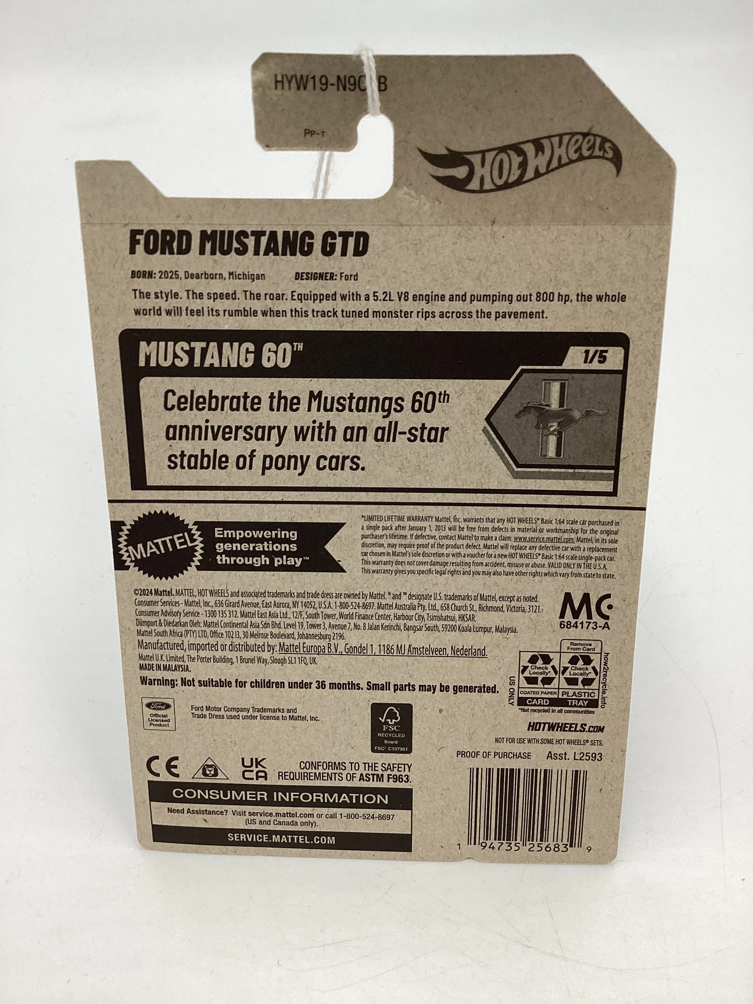 2025 Hot Wheels B case #34 Ford Mustang GTD 22E - Image 7